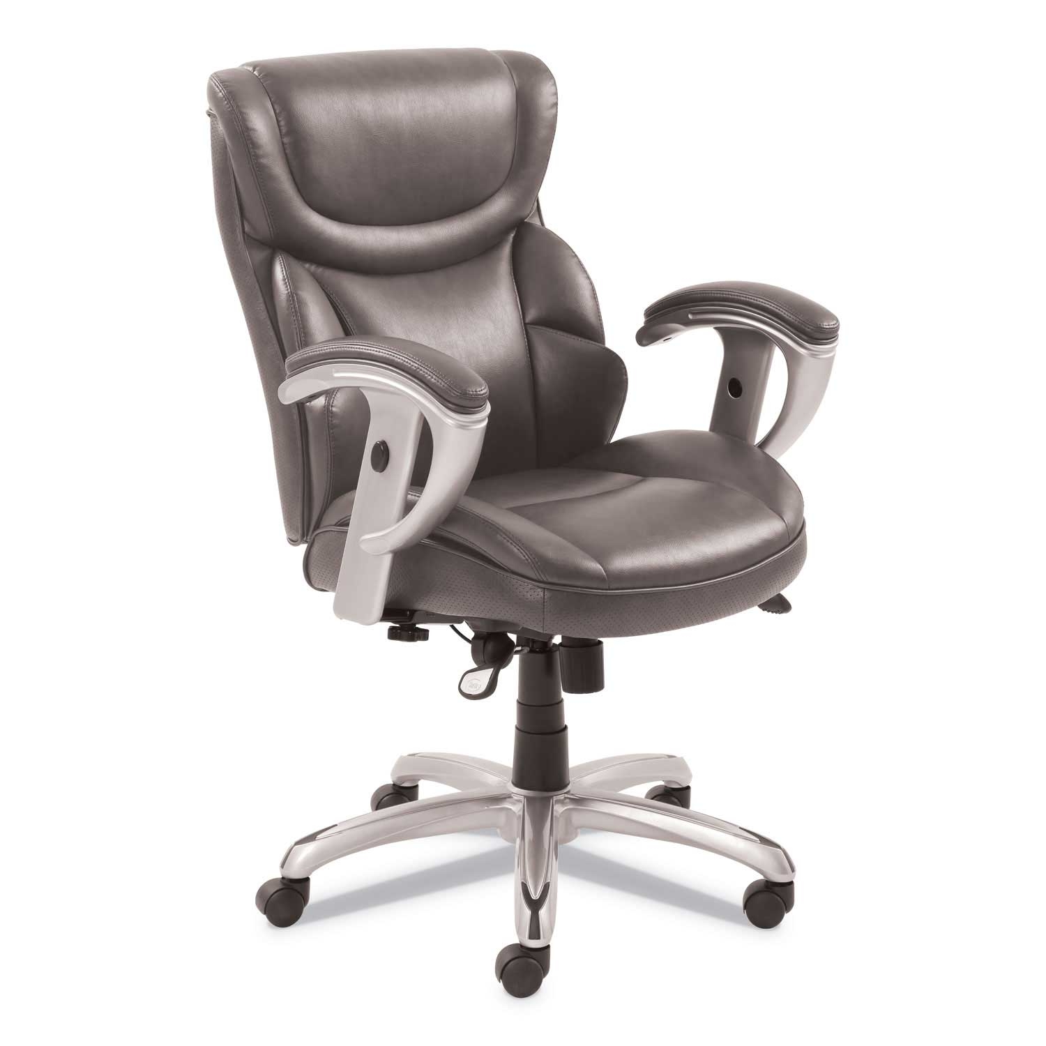SertaPedic Gray Seat and Back Emerson Task Chair with Silver Base, Supports up to 300 Pound