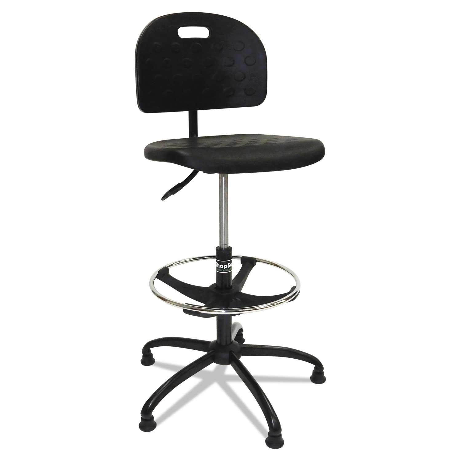 ShopSol Black Seat and Back Workbench Shop Chair with Black Base, Supports up to 250 Pound