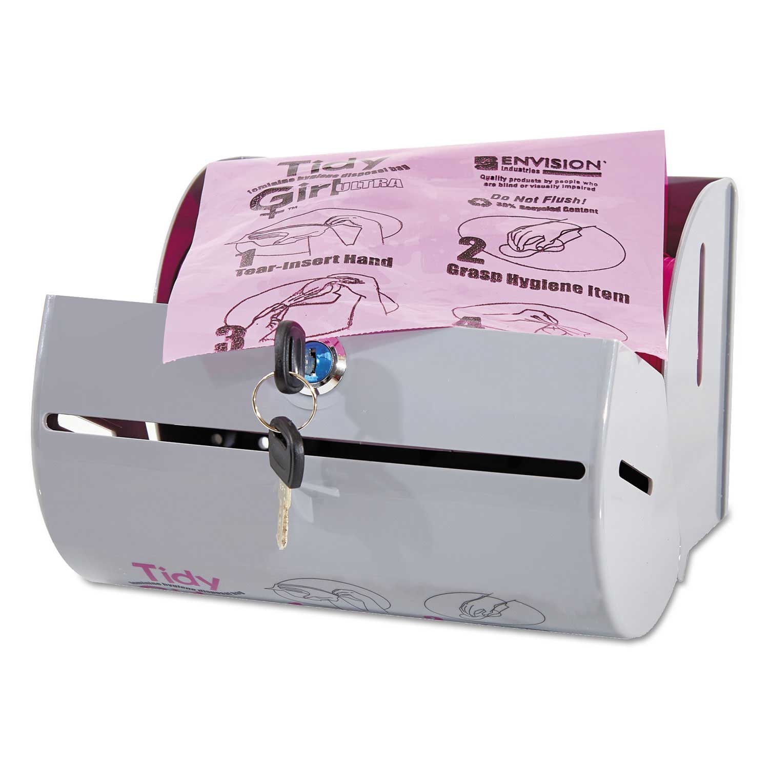 Tidy Girl Gray Plastic Feminine Hygiene Disposal Bag Dispenser