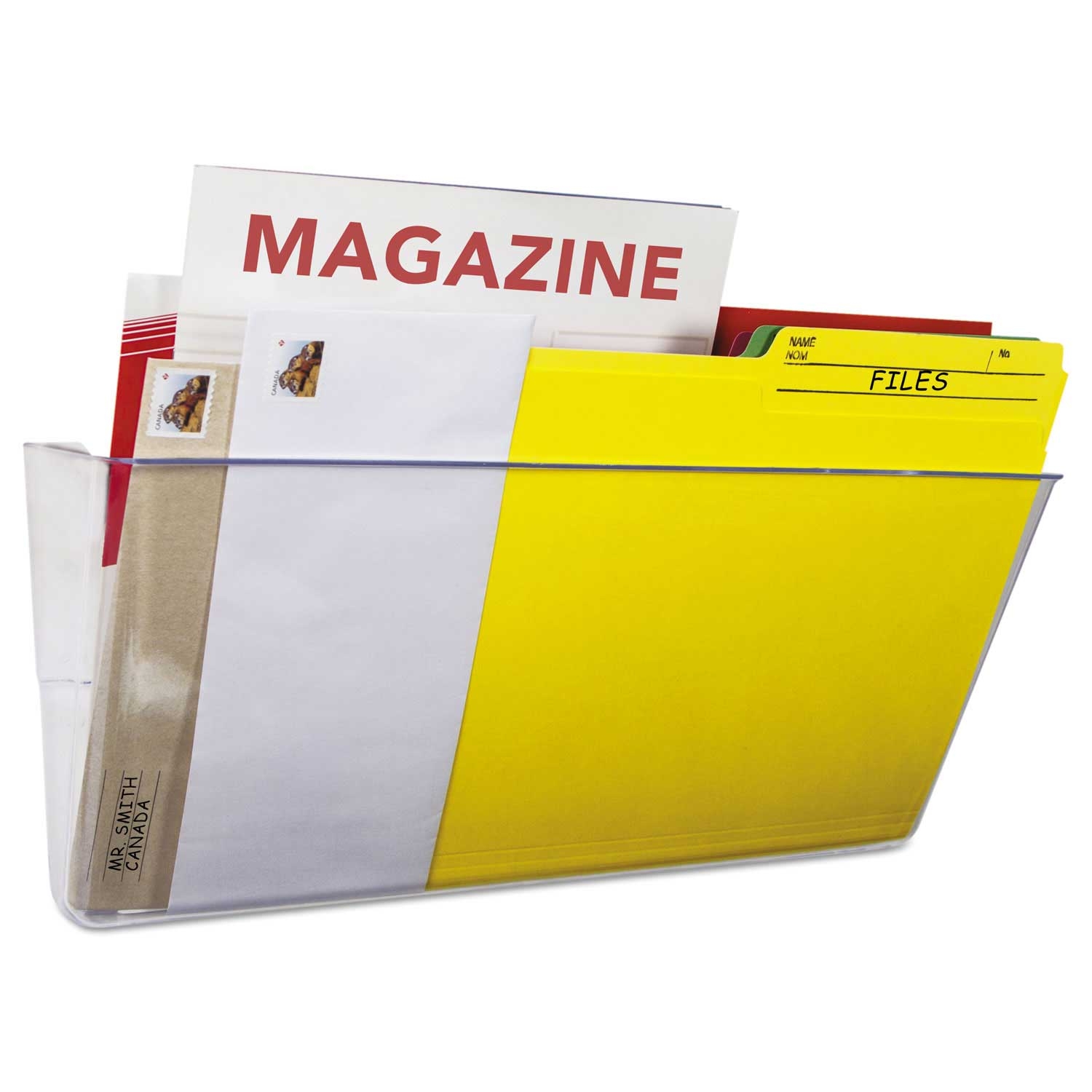 Storex Plastic Clear Legal Single Pocket Wall File, 16 x 7 inch