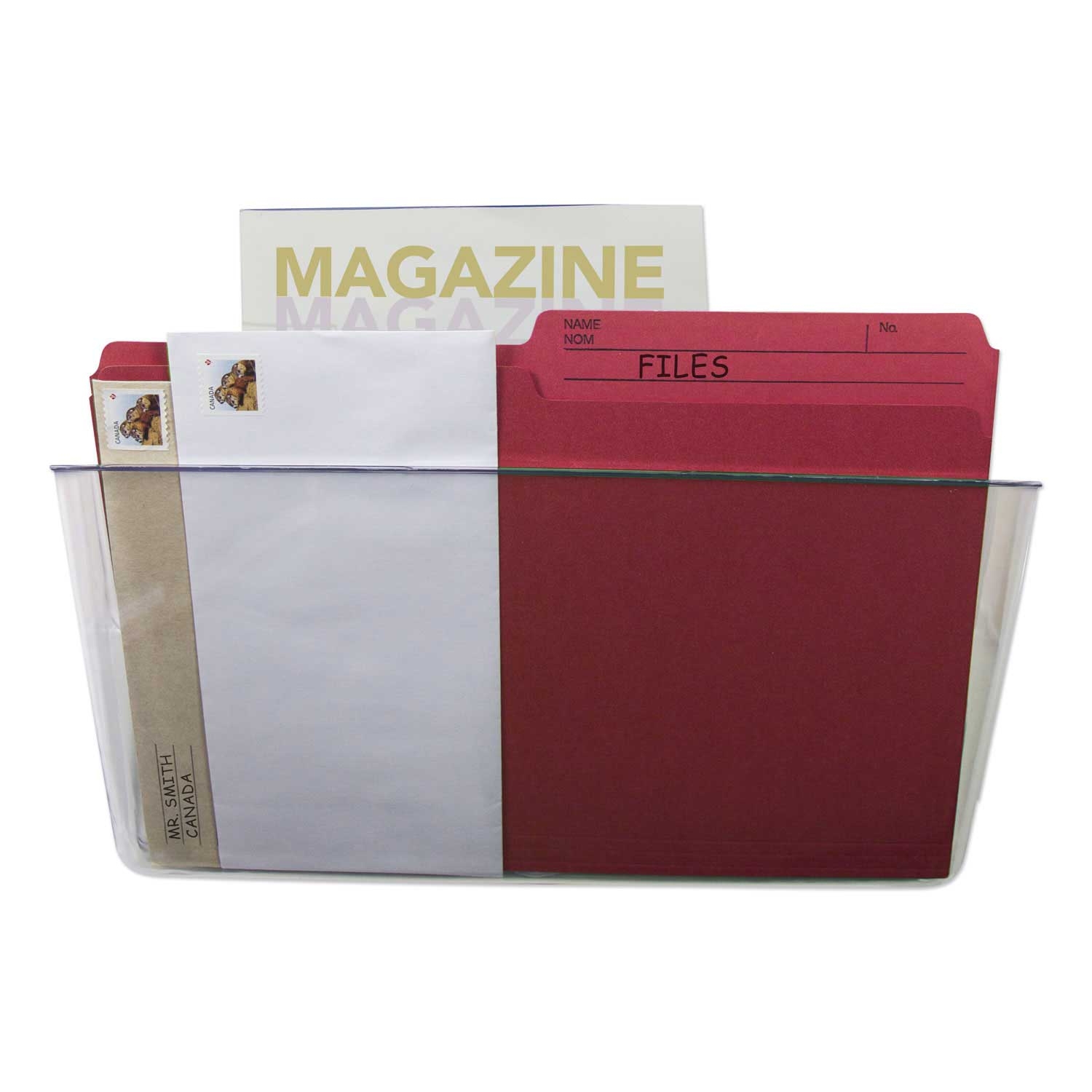 Storex Clear Letter Single Pocket Wall File, 13 x 7 inch