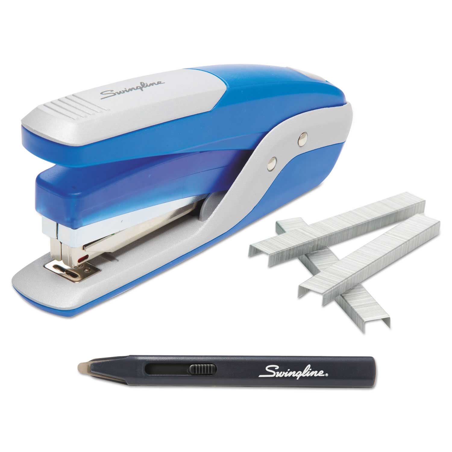 Swingline Blue/Silver Metal Full Strip Quick Touch Stapler - Value Pack