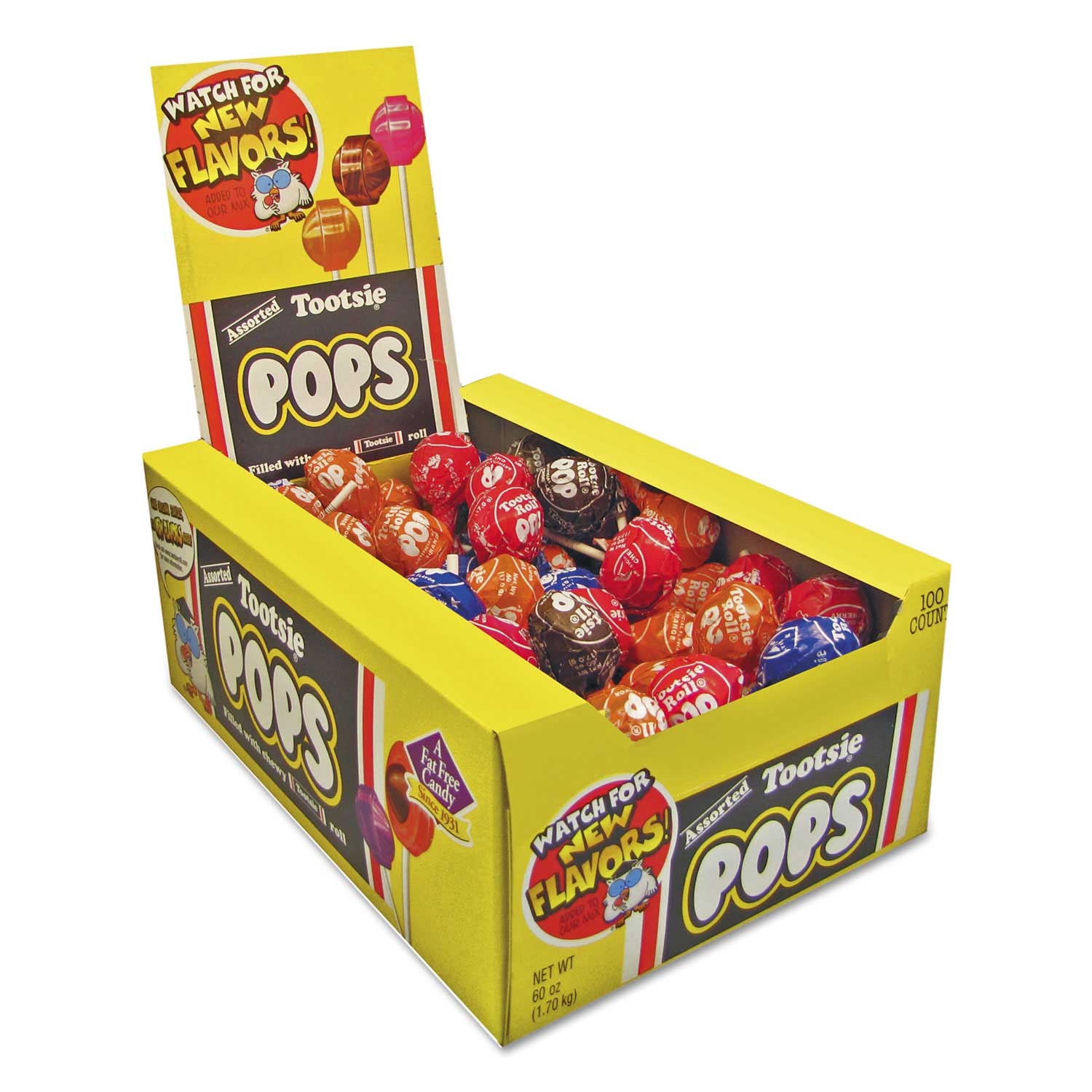 Tootsie Roll Assorted Flavor Pops, 0.6 Ounce - 100 per box -- 1 box per case