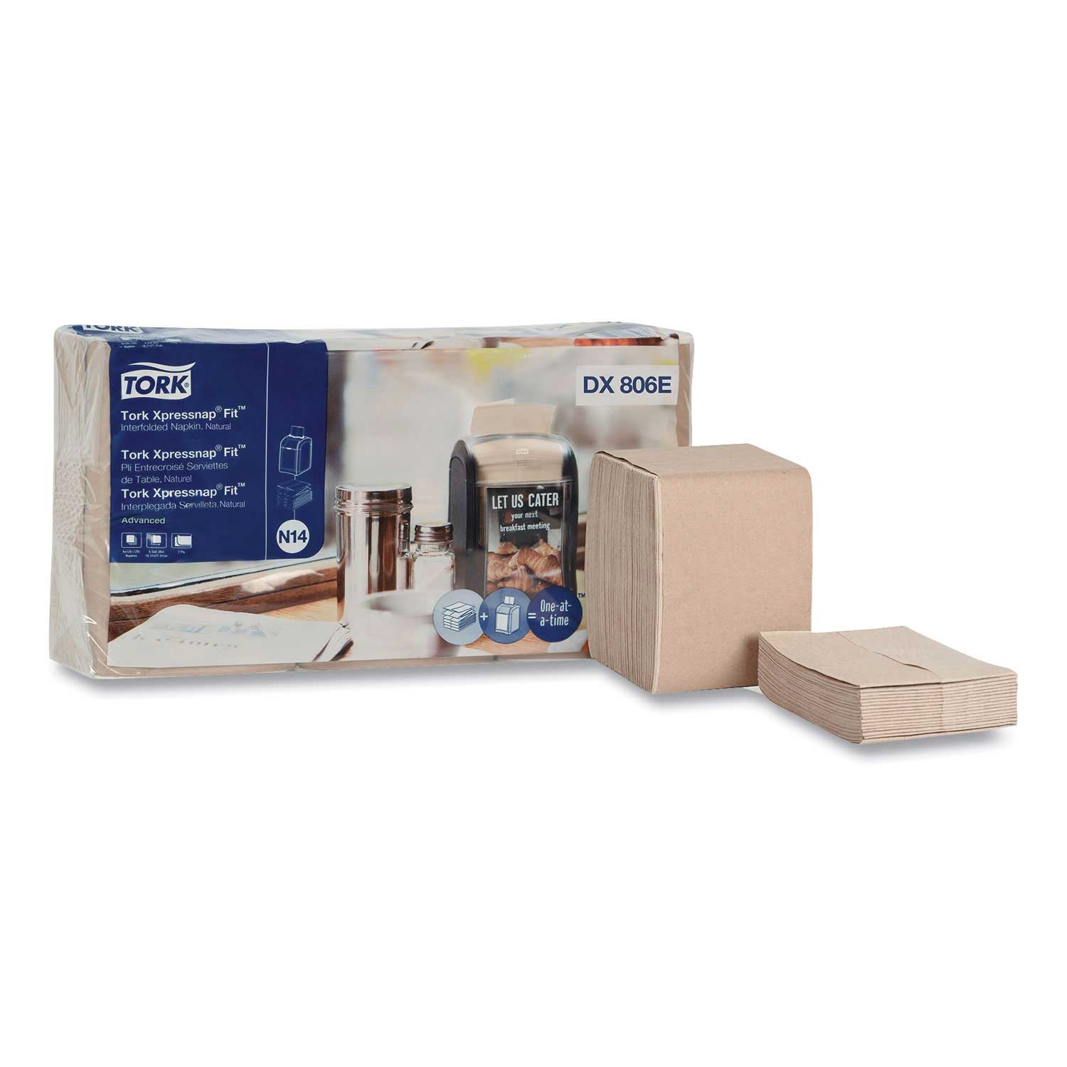 Tork Xpressnap Fit Natural 2 Ply Interfold Dispenser Paper Napkin, 6.5 x 8.39 inch - 120 per pack -- 36 Packs per case