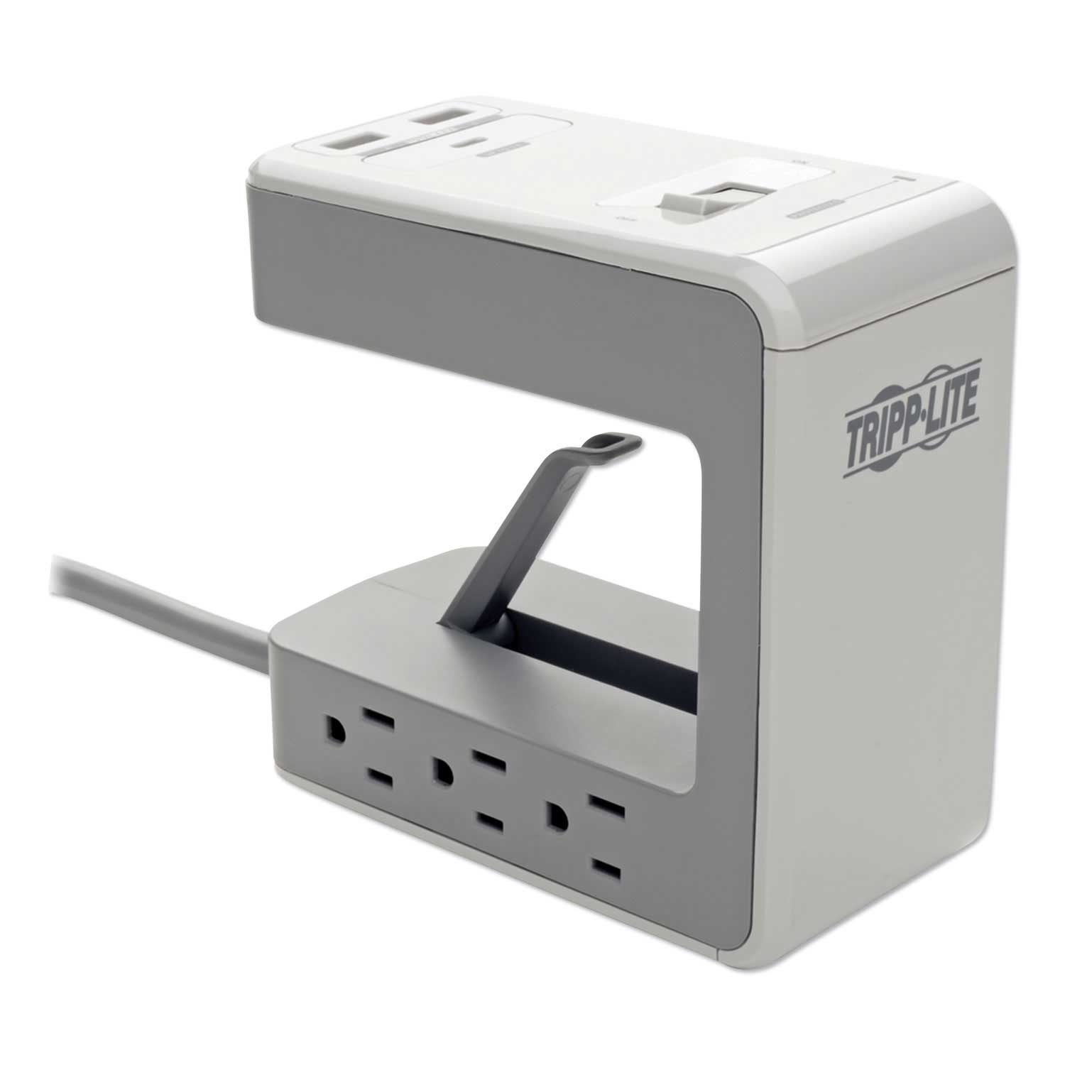 Tripp Lite Gray Six Outlet Surge Protector with Two USB A and One USB C Port