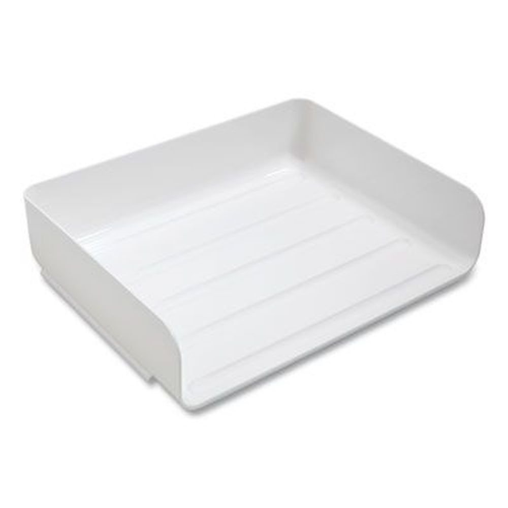 Tru Red White 1 Section Letter-Size Side-Load Stackable Plastic Document Tray, 12.63 x 9.72 x 3.01 inch -- 2 per pack