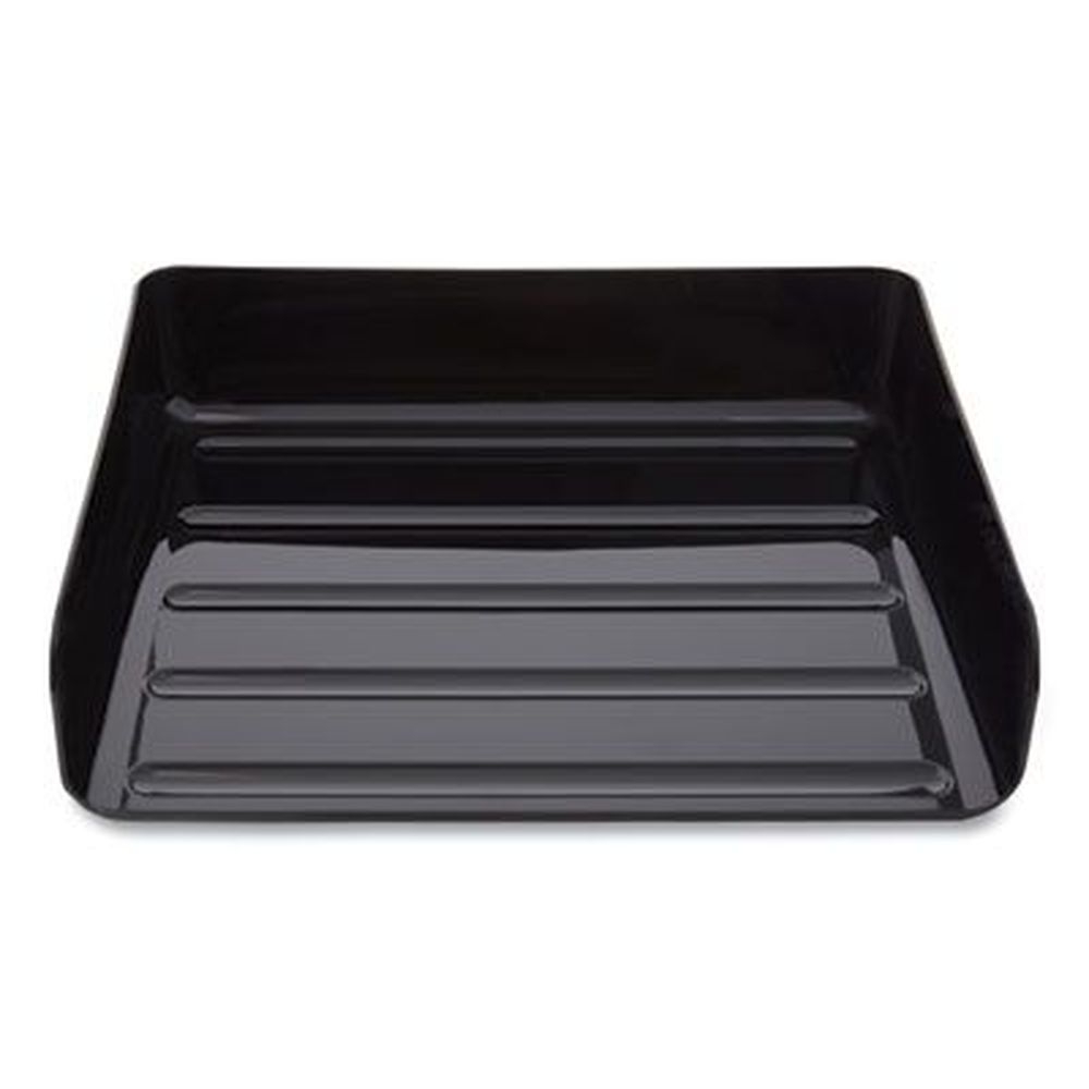 Tru Red Black 1 Section Letter-Size Side-Load Stackable Plastic Document Tray, 12.63 x 9.72 x 3.01 inch -- 2 per pack