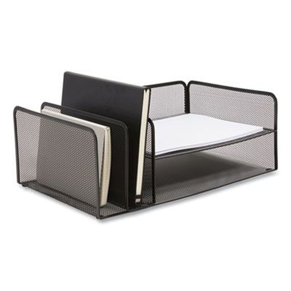 Tru Red Matte Black 4 Sections Letter-Size Vertical/Horizontal Wire Mesh Combination Organizer, 11.2 x 17.4 x 6.54 inch