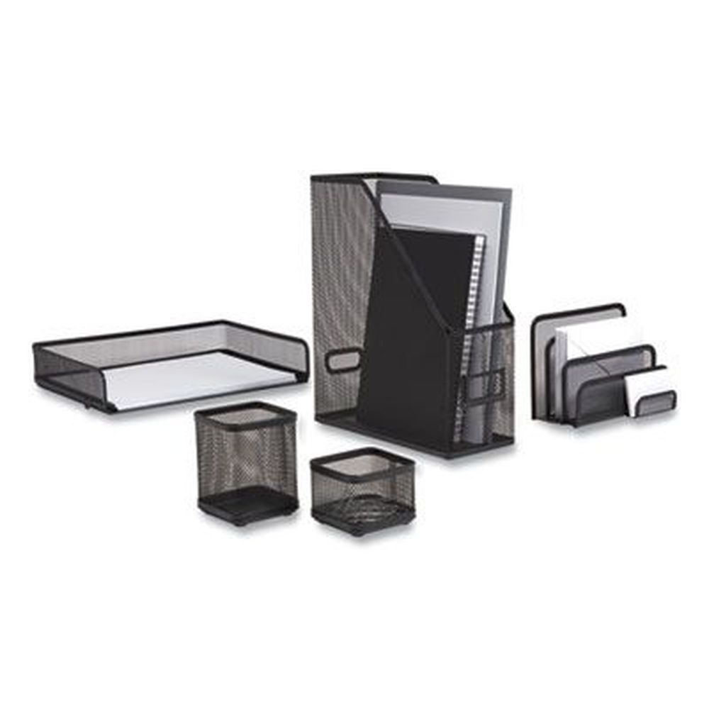 Tru Red Matte Black Wire Mesh Organizer 5 Pieces Set