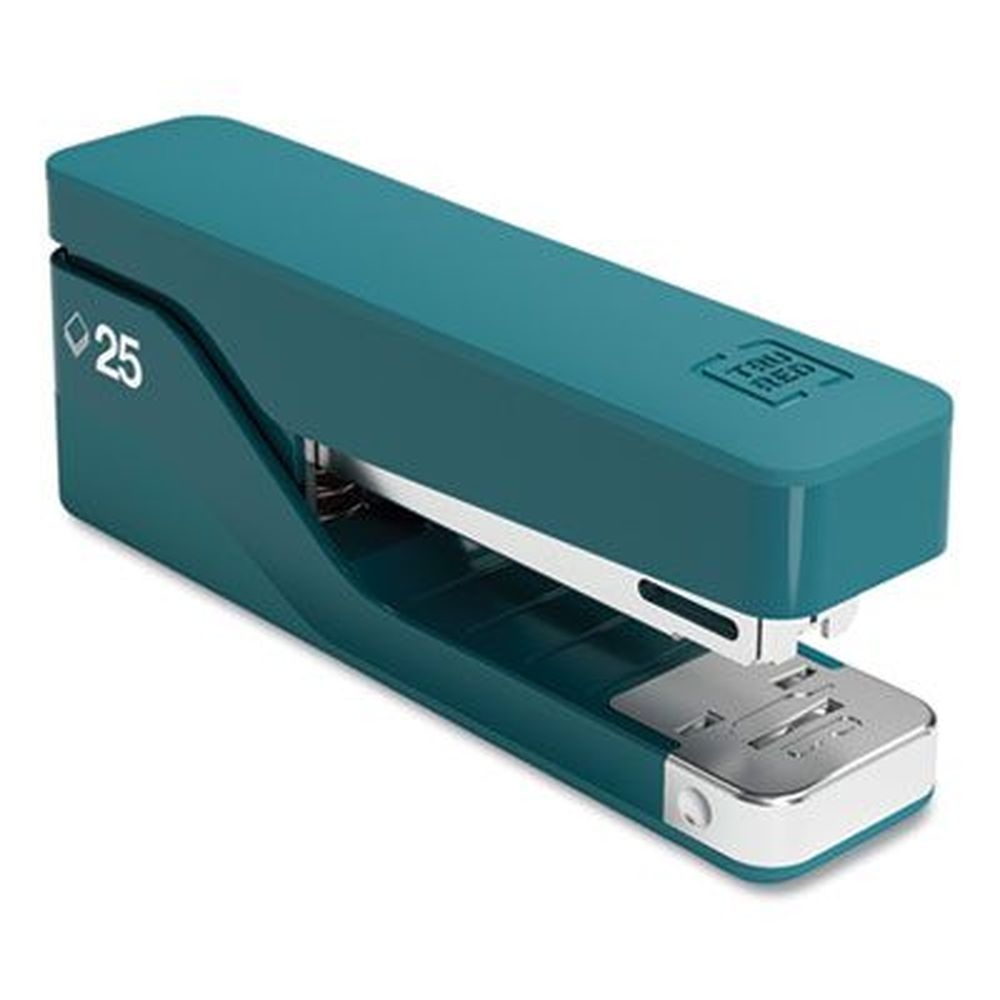 Tru Red Teal Desktop Aluminum Stapler, 25-Sheet Capacity
