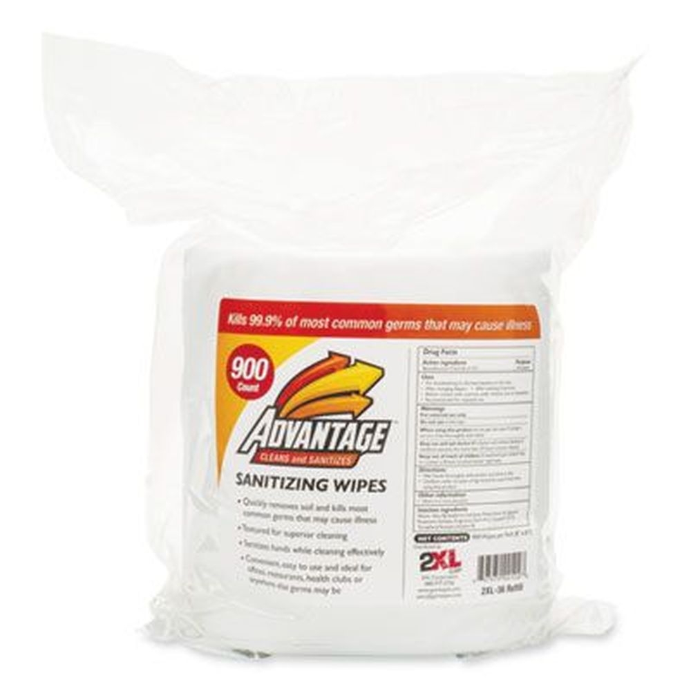 2XL White Unscented Advantage Gym Wipes, 6 x 8 inch - 900 per roll -- 4 rolls per case