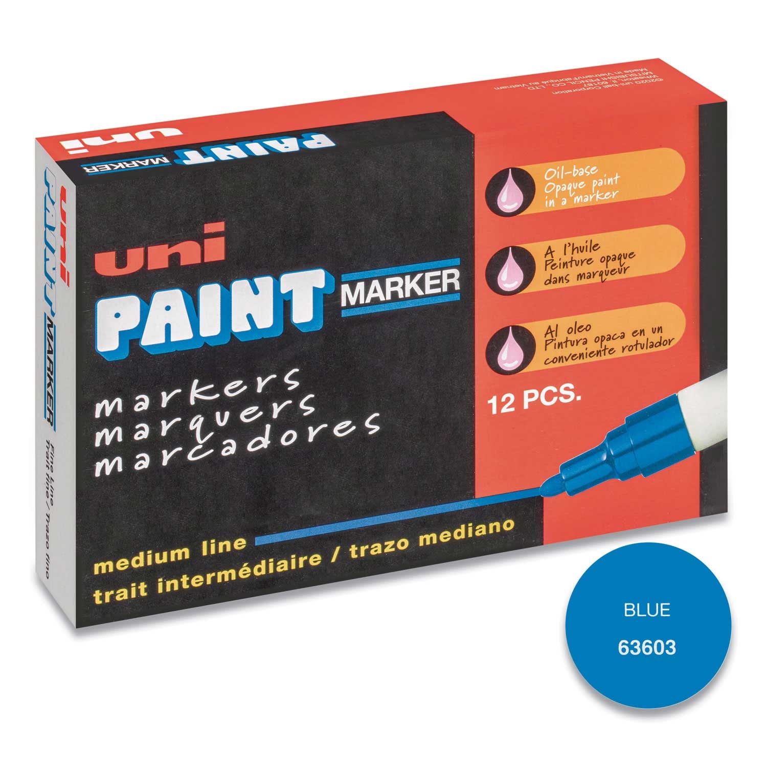 Uni Paint Blue Medium Bullet Tip Permanent Marker