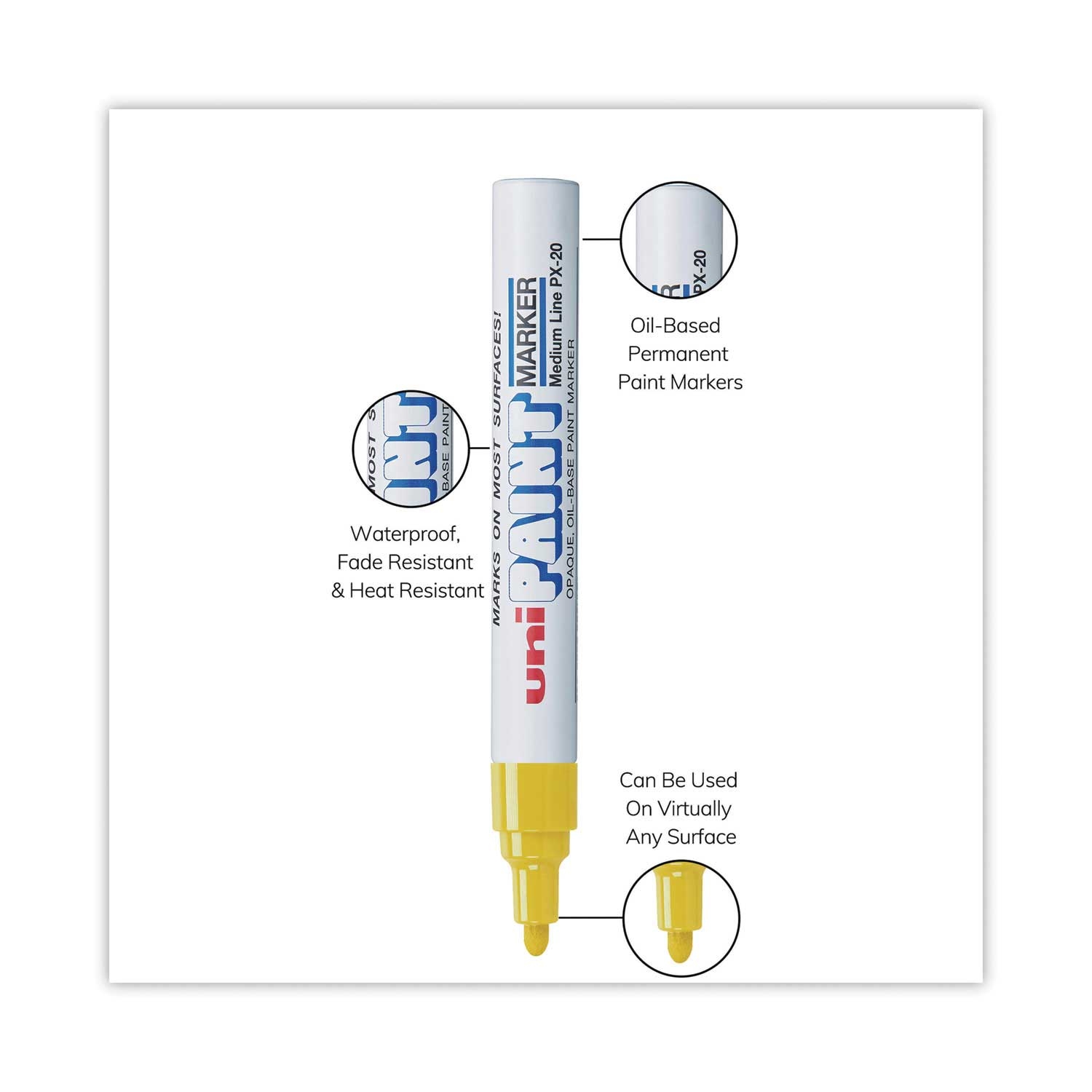 Uni Paint Yellow Medium Bullet Tip Permanent Marker