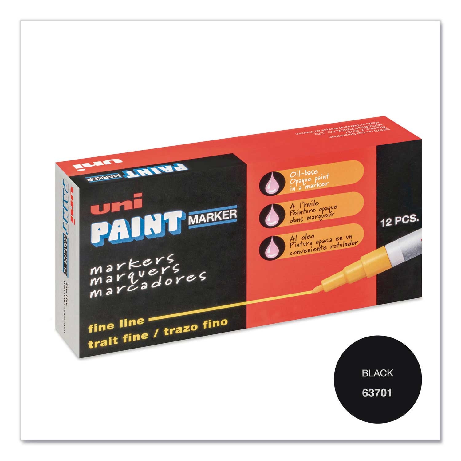 Uni Paint Black Fine Bullet Tip Permanent Marker