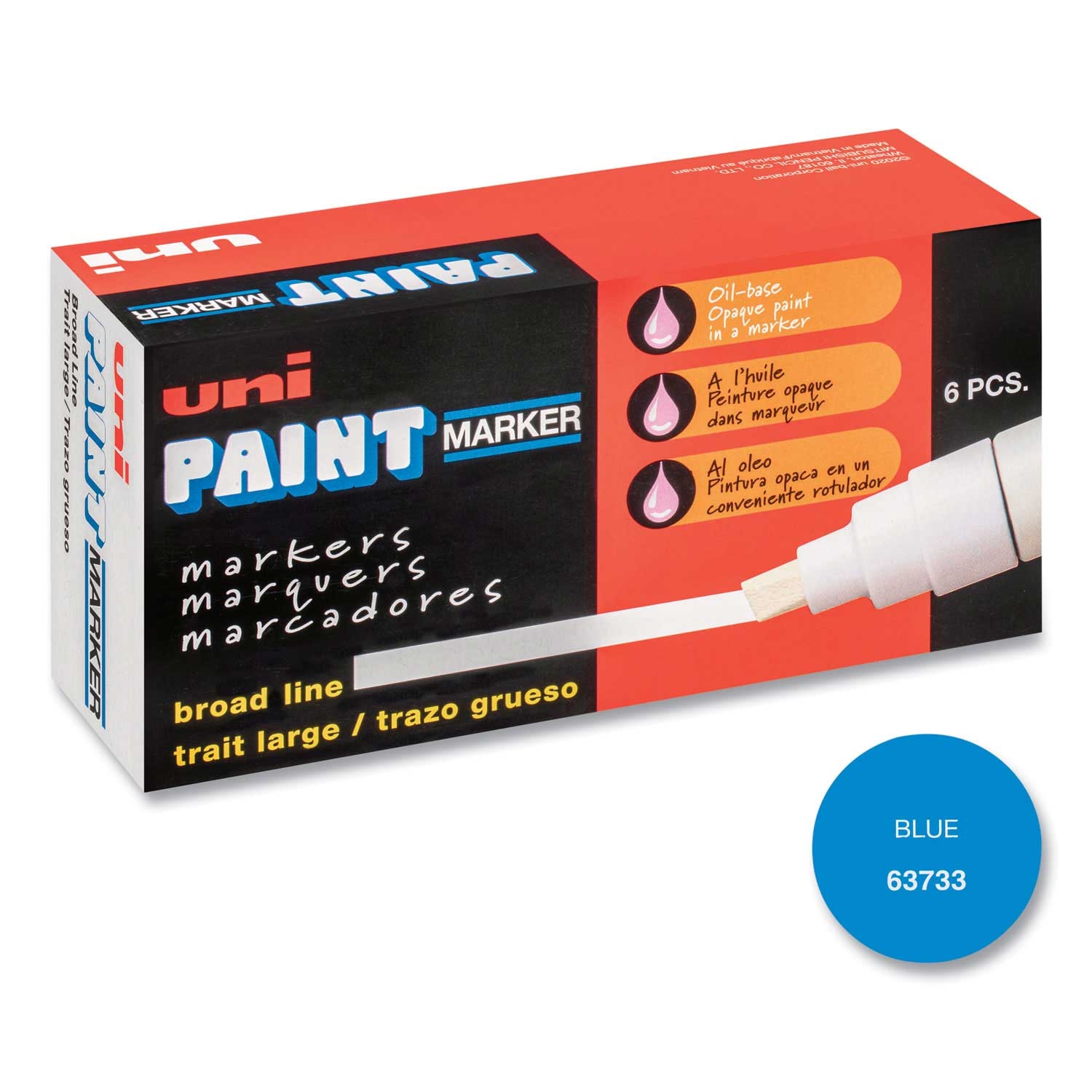 Uni Paint Blue Broad Chisel Tip Permanent Marker