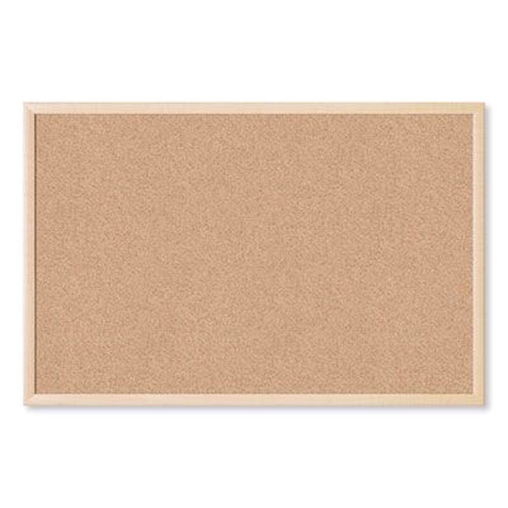 U Brands Natural Surface Birch MDF Frame Cork Bulletin Board, 35 x 23 inch