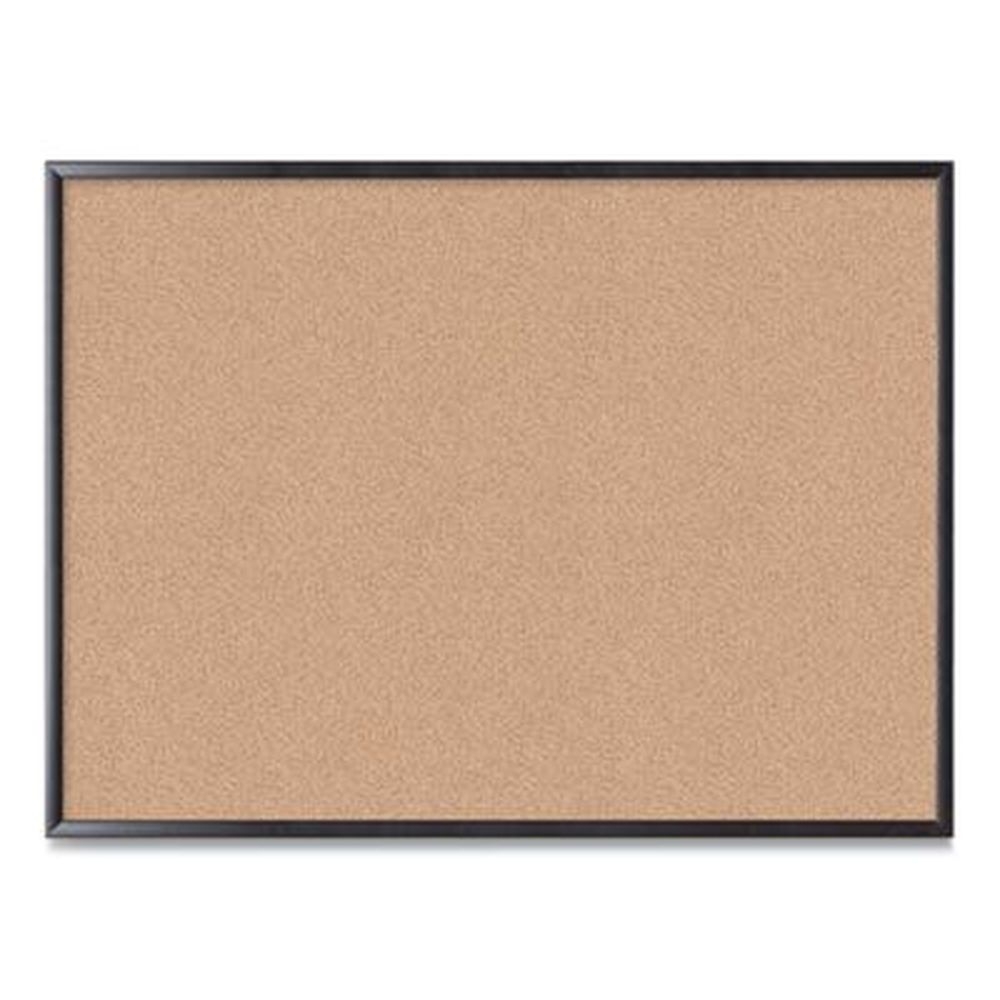 U Brands Natural Surface Black Frame Cork Bulletin Board, 48 x 36 inch