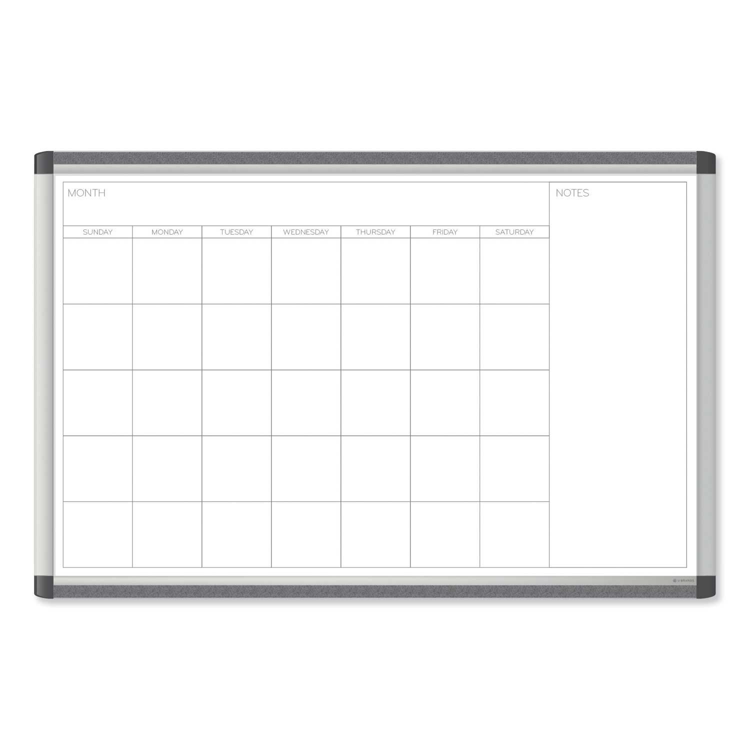 U Brands White Pinit Magnetic Dry Erase Undated One Month Calendar, 36 x 24 inch
