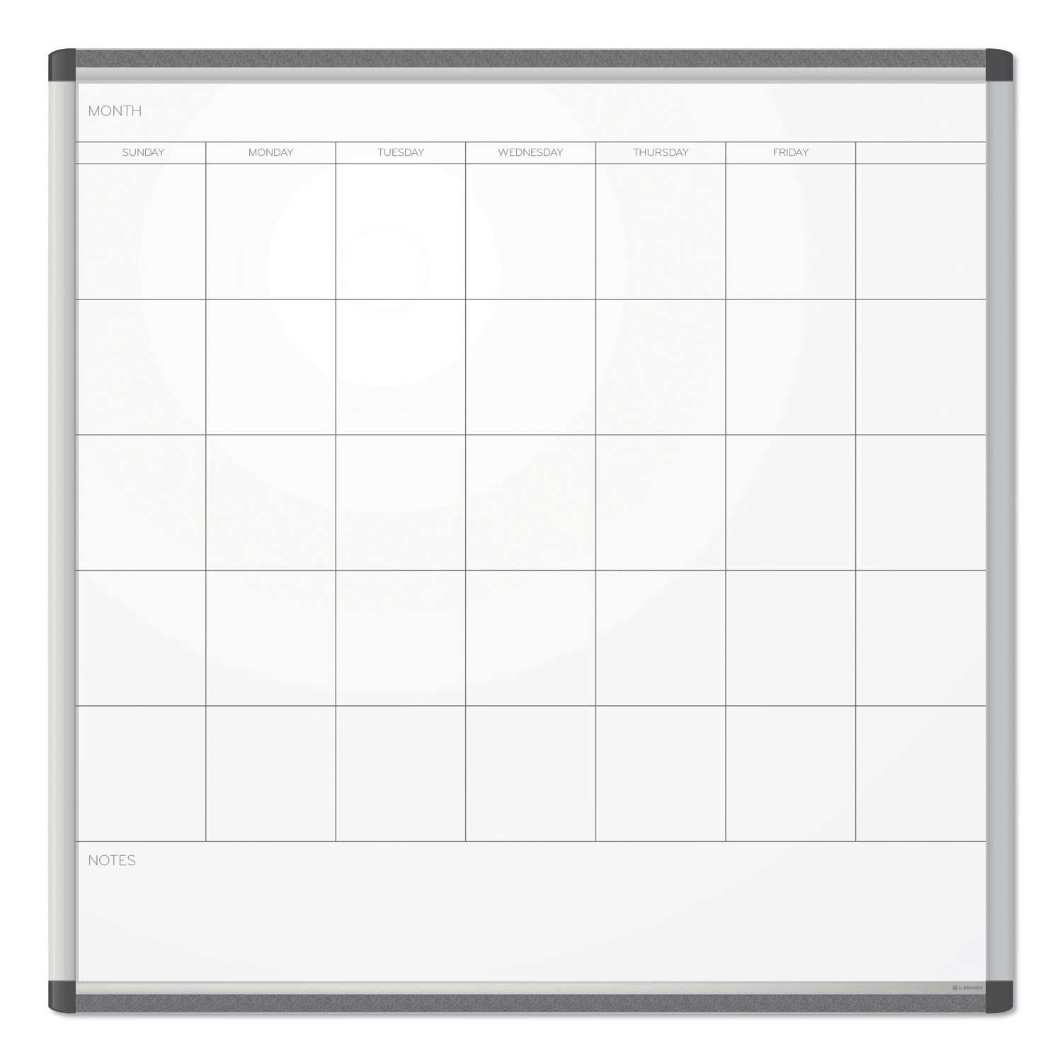 U Brands White Pinit Magnetic Dry Erase Undated One Month Calendar, 36 x 36 inch