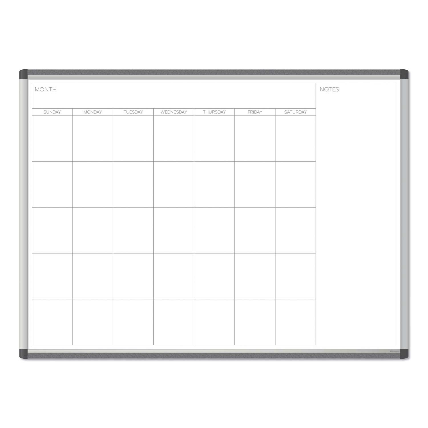 U Brands White Pinit Magnetic Dry Erase Undated One Month Calendar, 48 x 36 inch