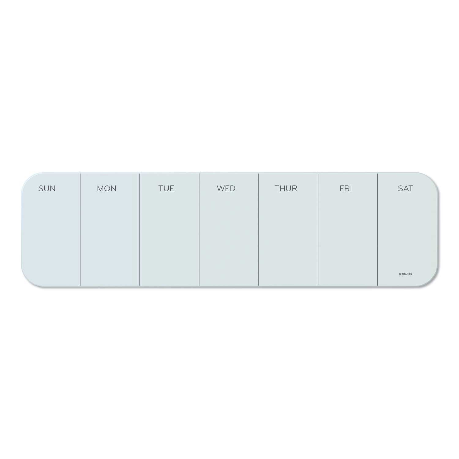 U Brands White Cubicle Glass Dry Erase Undated One Week Calendar Board, 20 x 5.5 inch