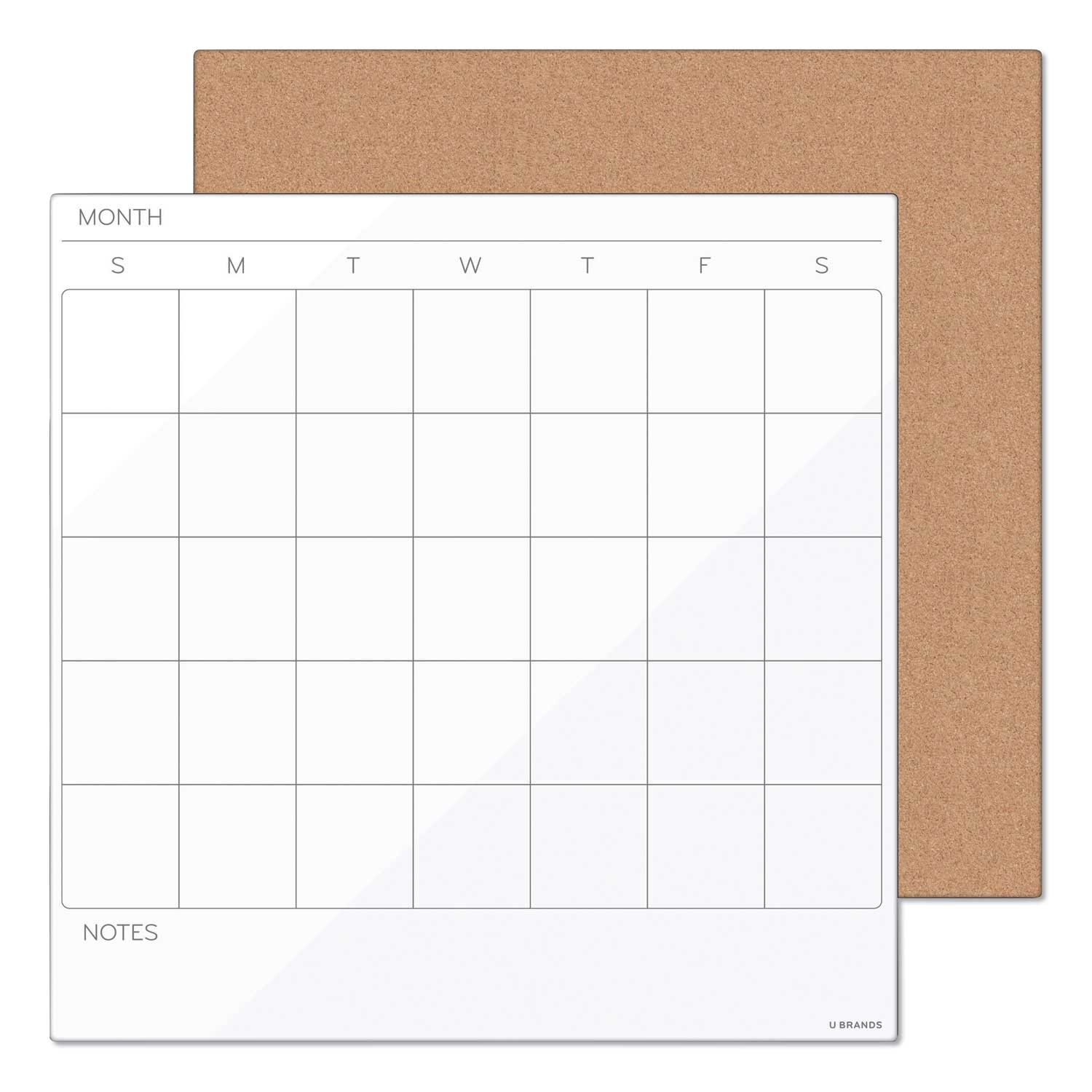 U Brands White/Natural Tile Board Value Pack with Undated One Month Calendar, 14 x 14 inch - 2 per set -- 1 set