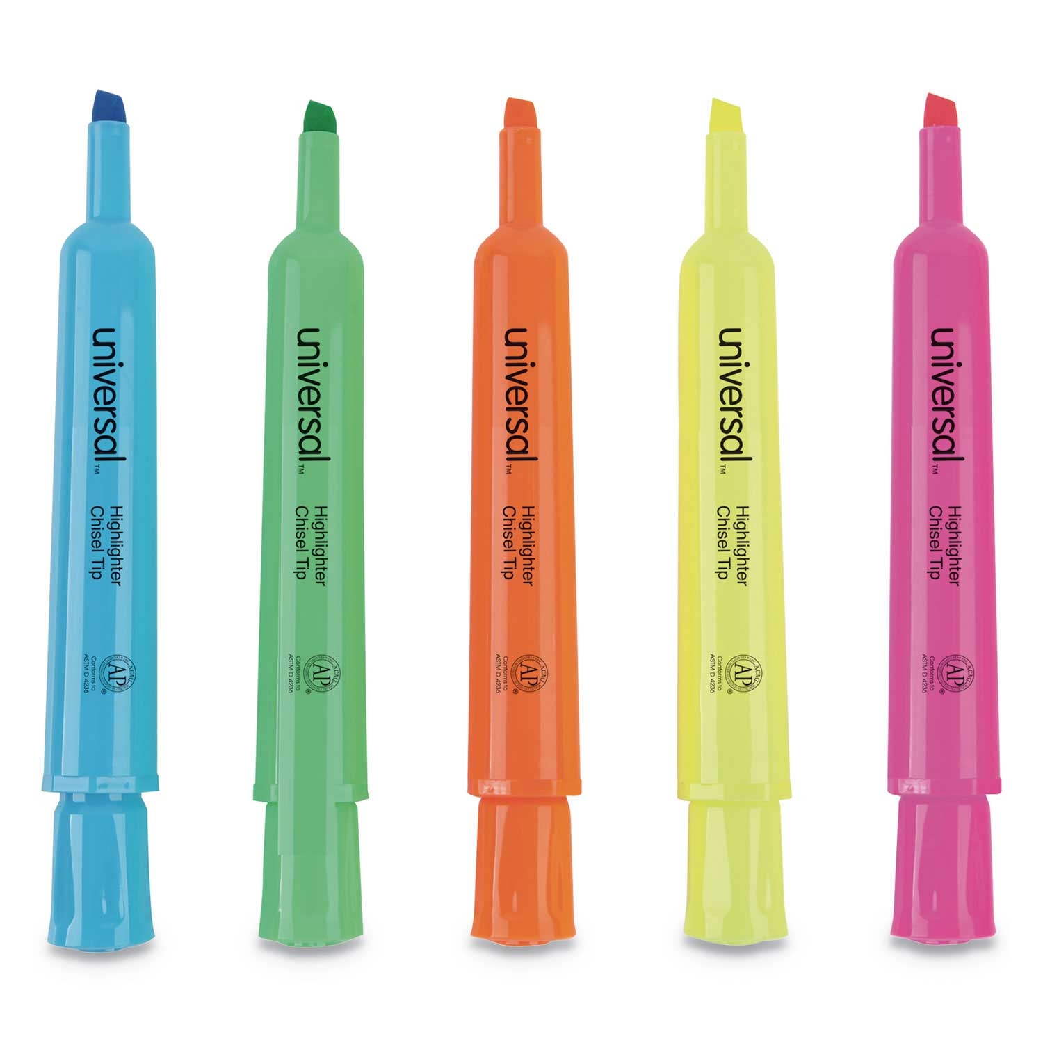 Universal Assorted Colors Chisel Tip Desk Highlighter - 12 per set -- 1 set