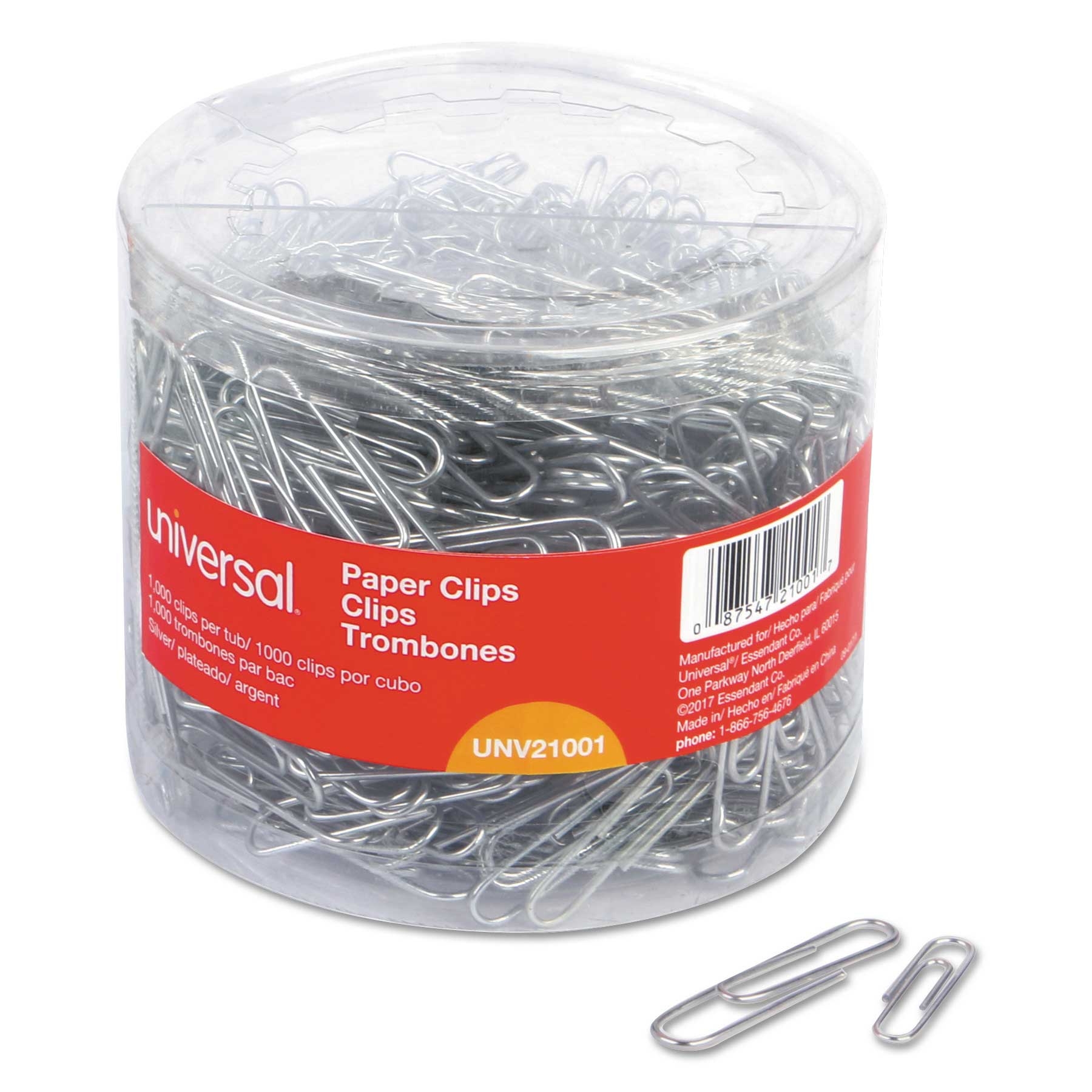 Universal Silver Assorted Size Plastic-Coated Paper Clip - 1000 count per pack -- 1 pack per case