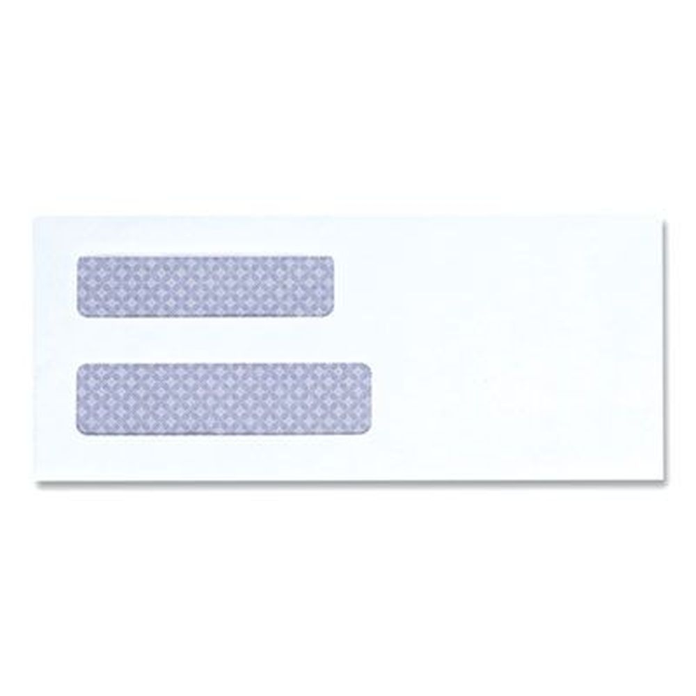 Universal White Square Flap Gummed Closure Double Window Business Envelope, 3.63 x 8.88 inch -- 500 per box