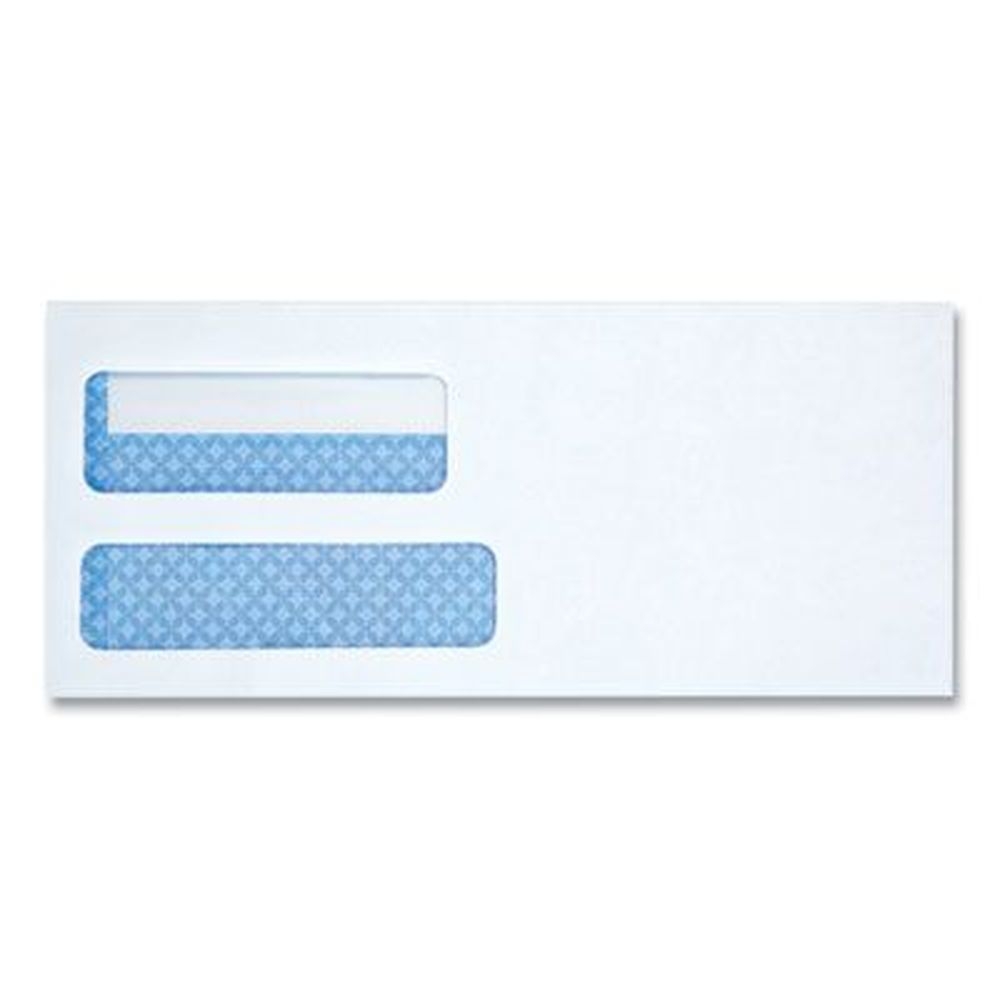 Universal White Square Flap Gummed Closure Double Window Business Envelope, 4.13 x 9.5 inch -- 500 per box