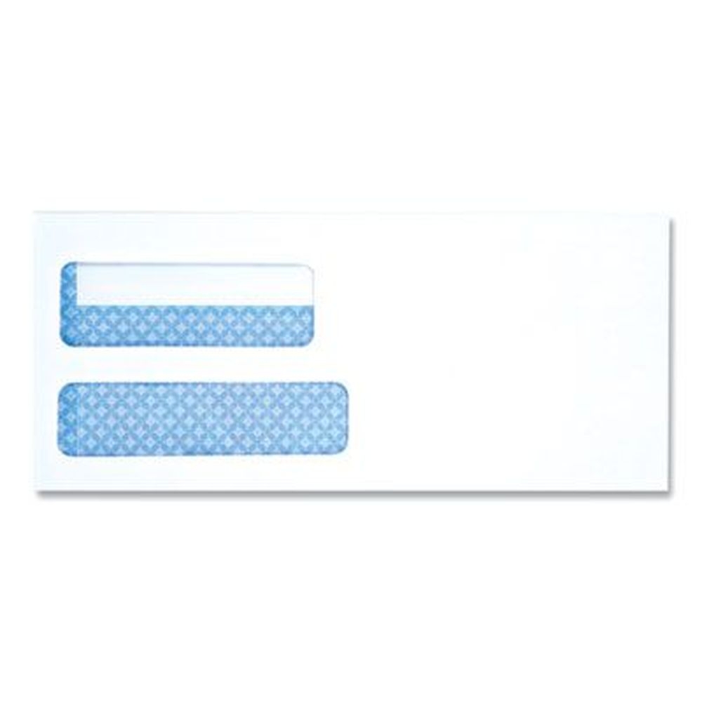 Universal White Self-Adhesive Closure Square Flap Double Window Business Envelope, 4.13 x 9.5 inch -- 500 per box