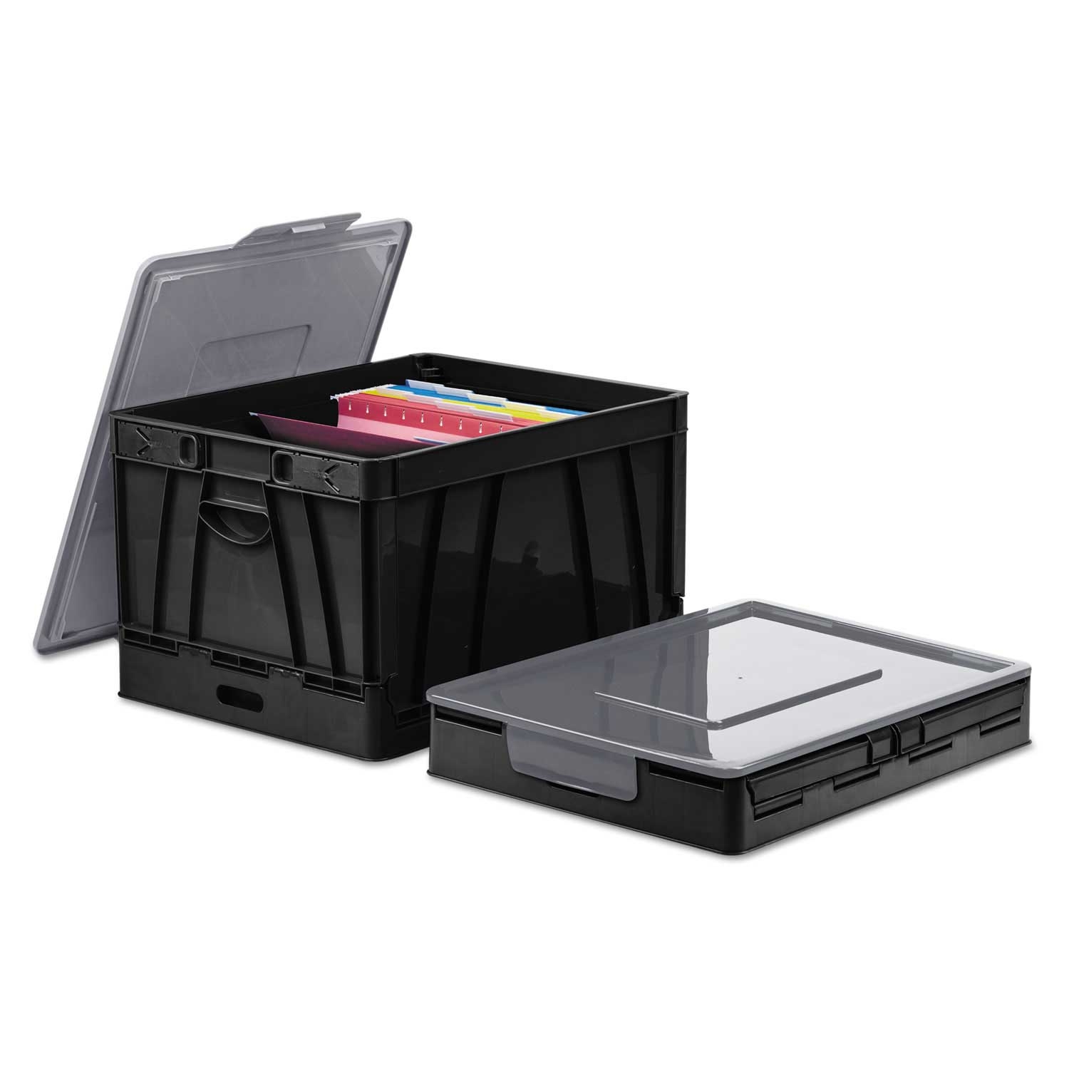 Universal Black/Gray Letter/Legal File Collapsible Crate, 17.25 x 14.25 x 10.5 inch - 2 count per pack -- 1 pack per case