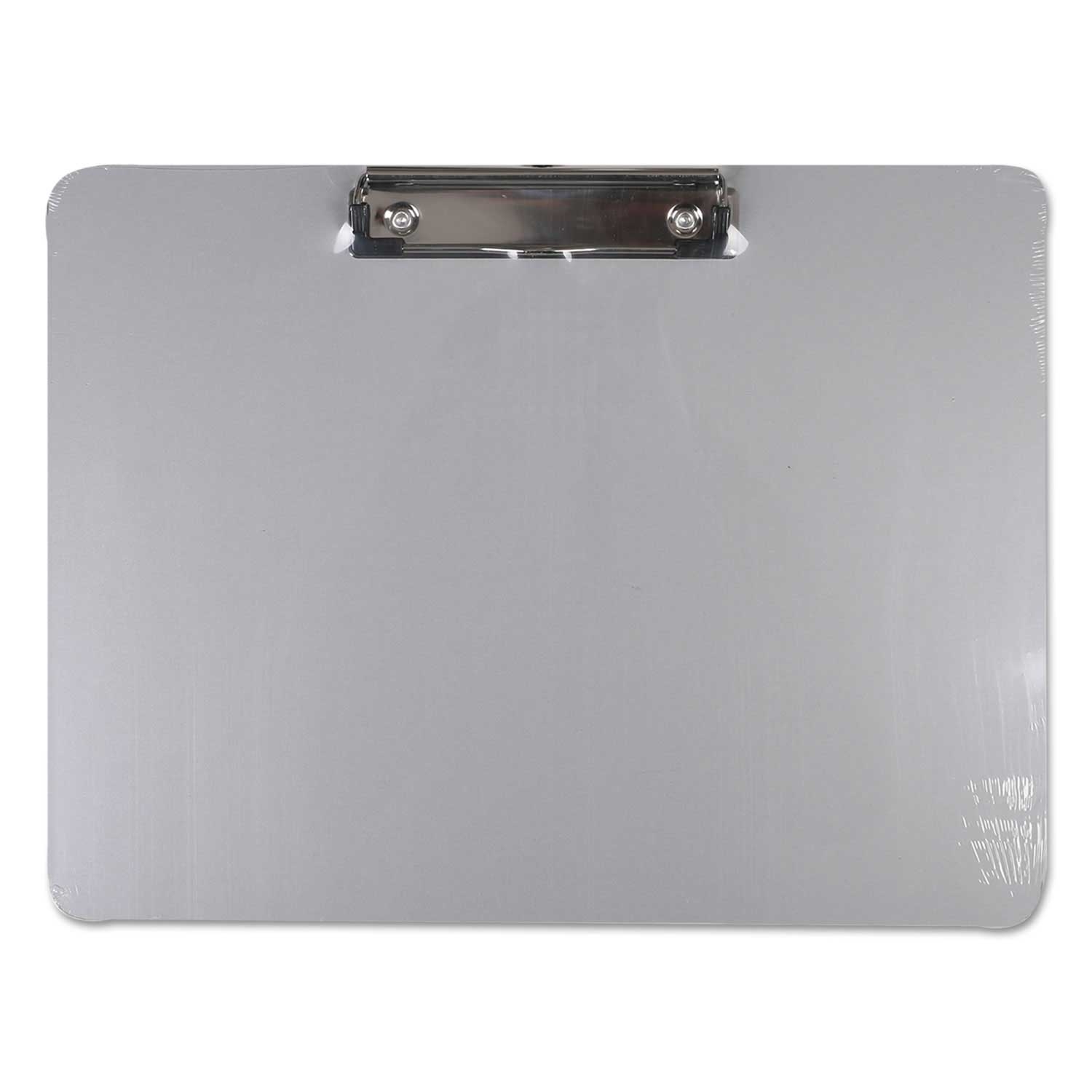 Universal Landscape Silver Plastic Brushed Aluminum Clipboard, 9 x 12.5 inch