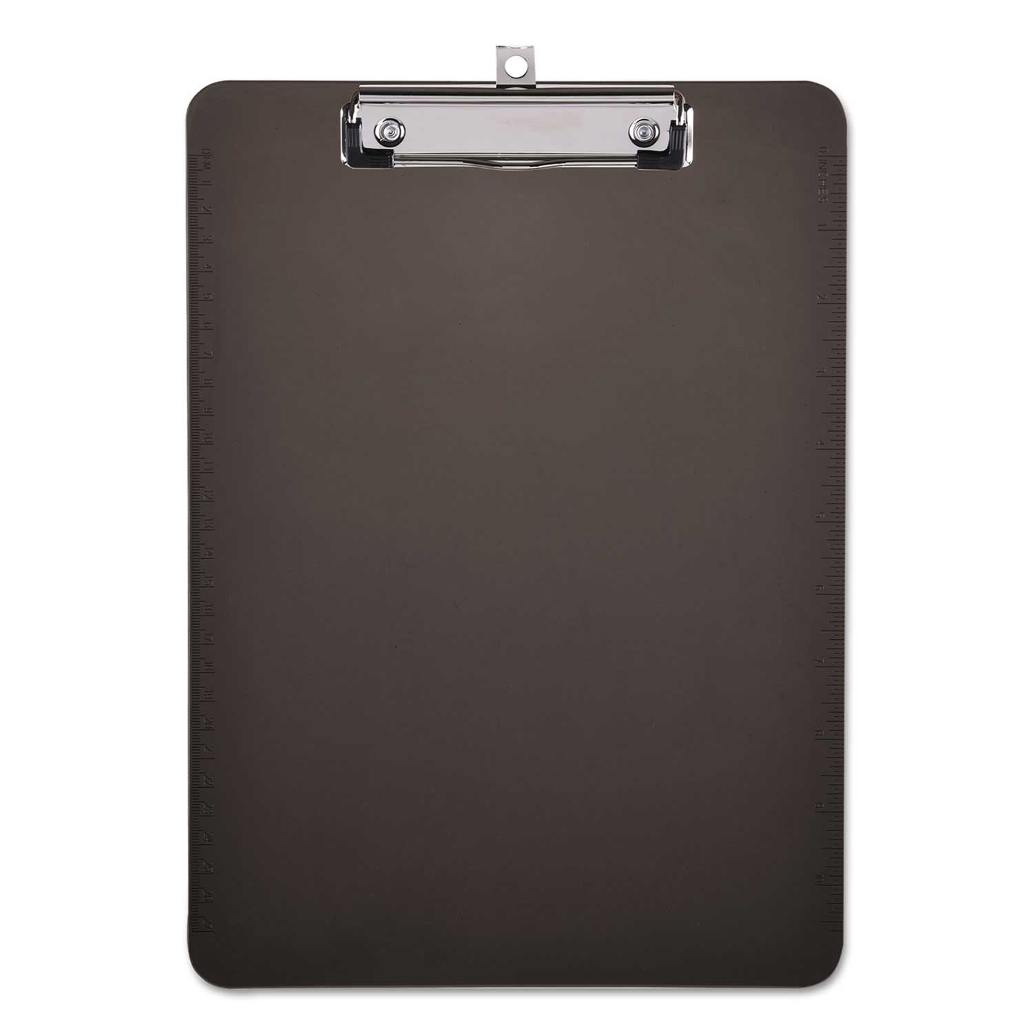 Universal Plastic Translucent Black Clipboard with Low Profile Clip, 9 x 12 1/2 inch