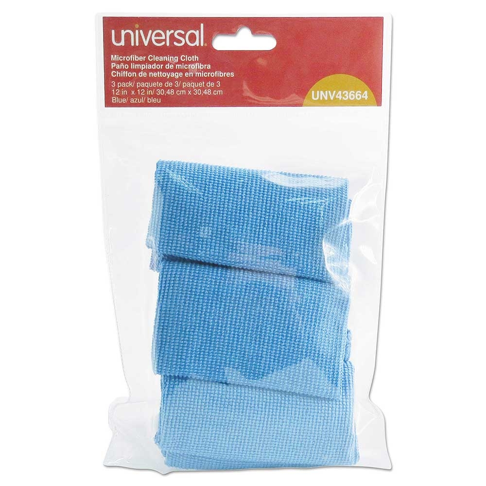 Universal Nylon/Polyester Blue Microfiber Cleaning Cloth, 12 x 12 inch - 3 count per pack -- 1 pack per case