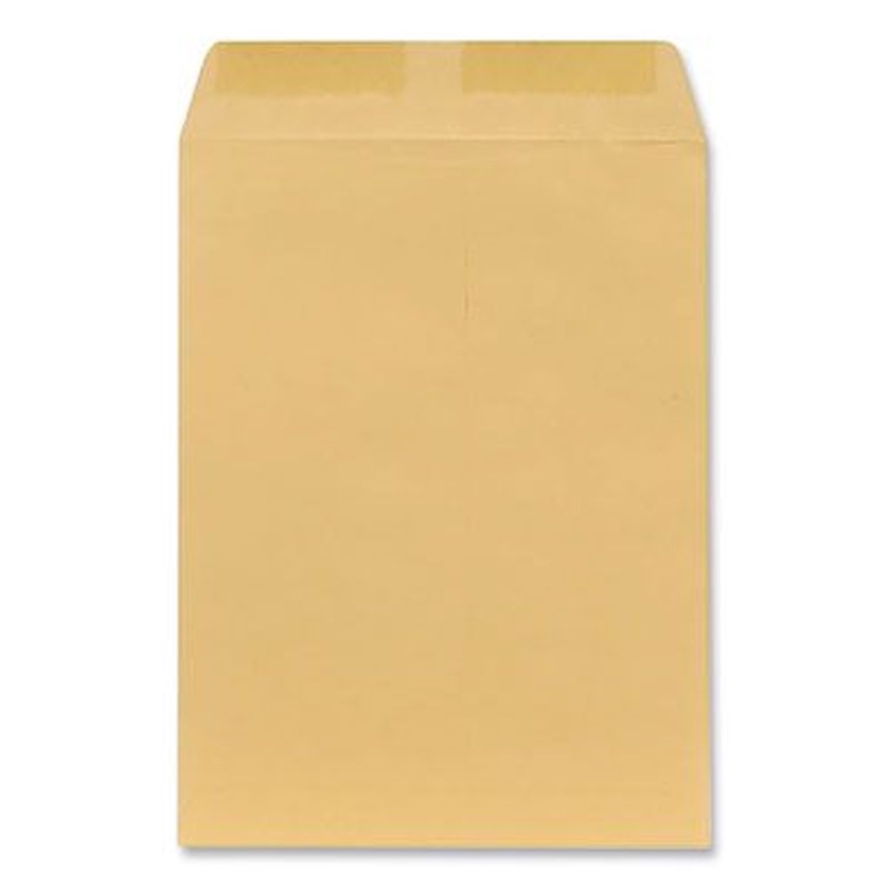 Universal Brown Kraft Square Flap Number 10 1/2 Clasp/Gummed Closure Catalog Envelope, 9 x 12 inch -- 100 per box