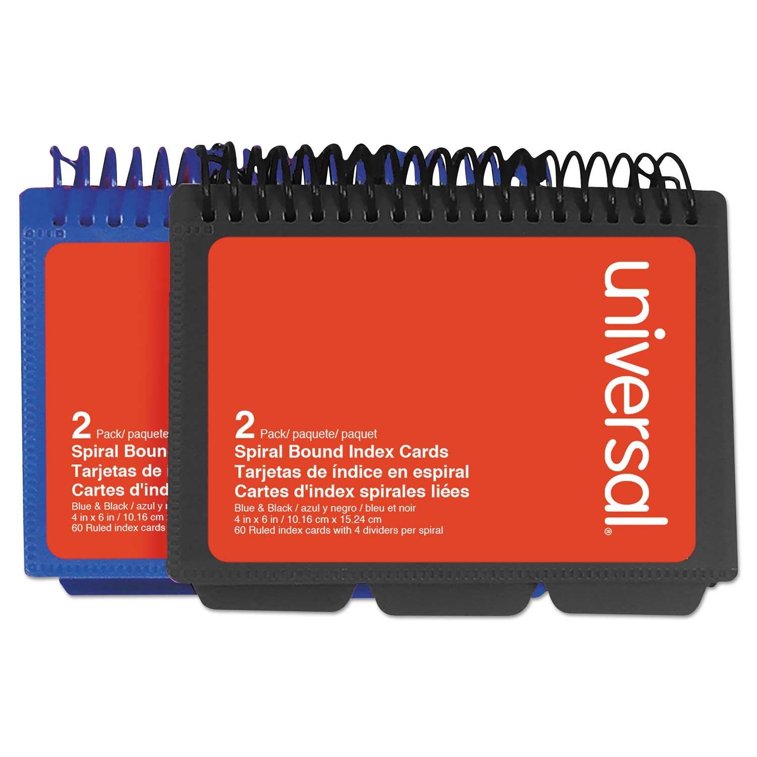 Universal White Spiral Bound Index Card, 4 x 6 inch - 120 count per pack -- 1 pack per case