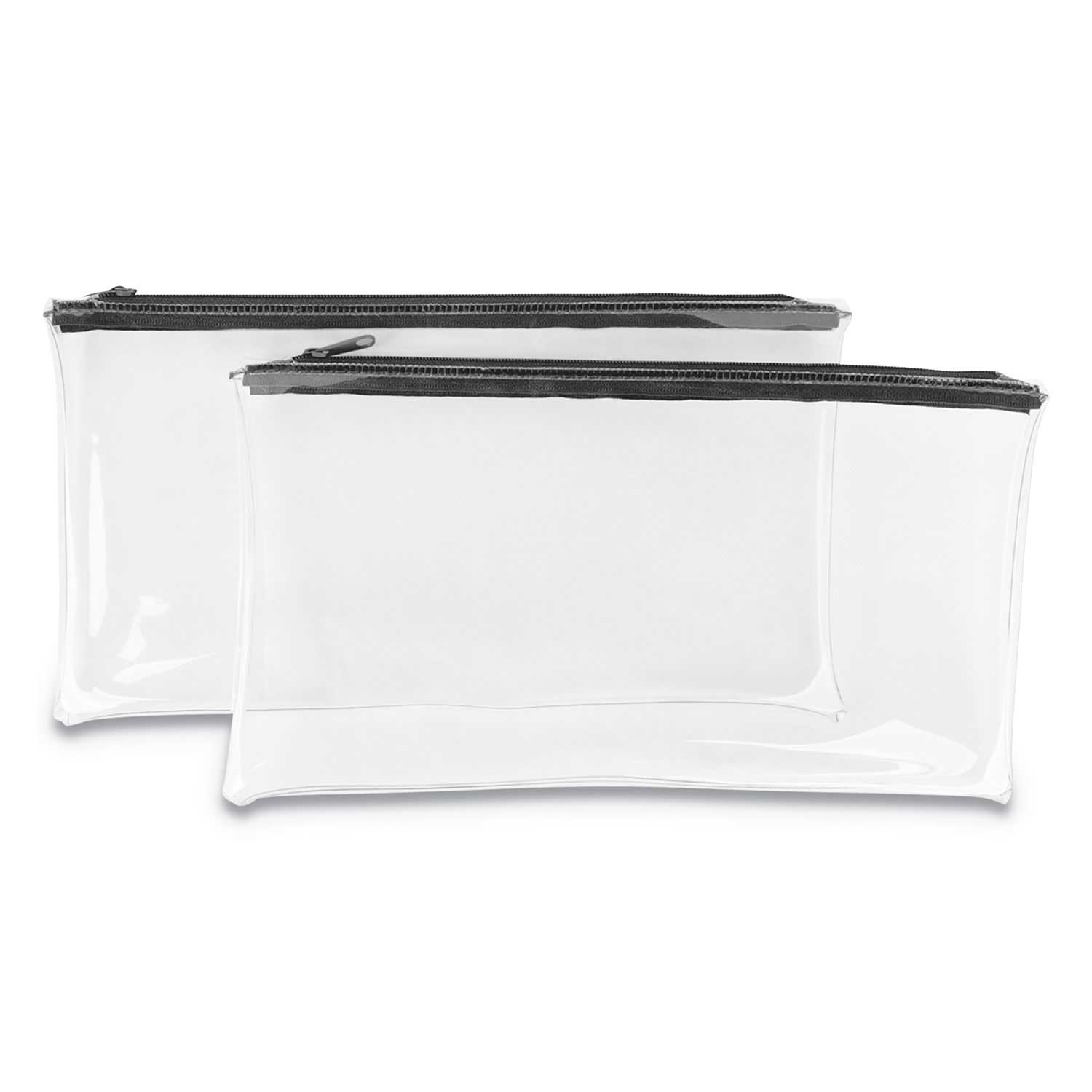 Universal Leatherette PU Clear/Black Zippered Wallet/Case, 11 x 6 inch - 2 count per pack -- 1 pack per case