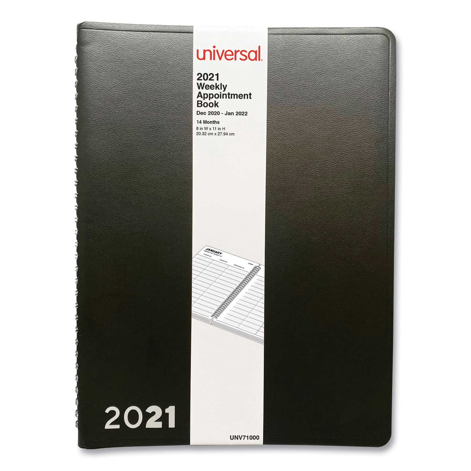 Universal 2021 Black Weekly Planner, 11 x 8 inch