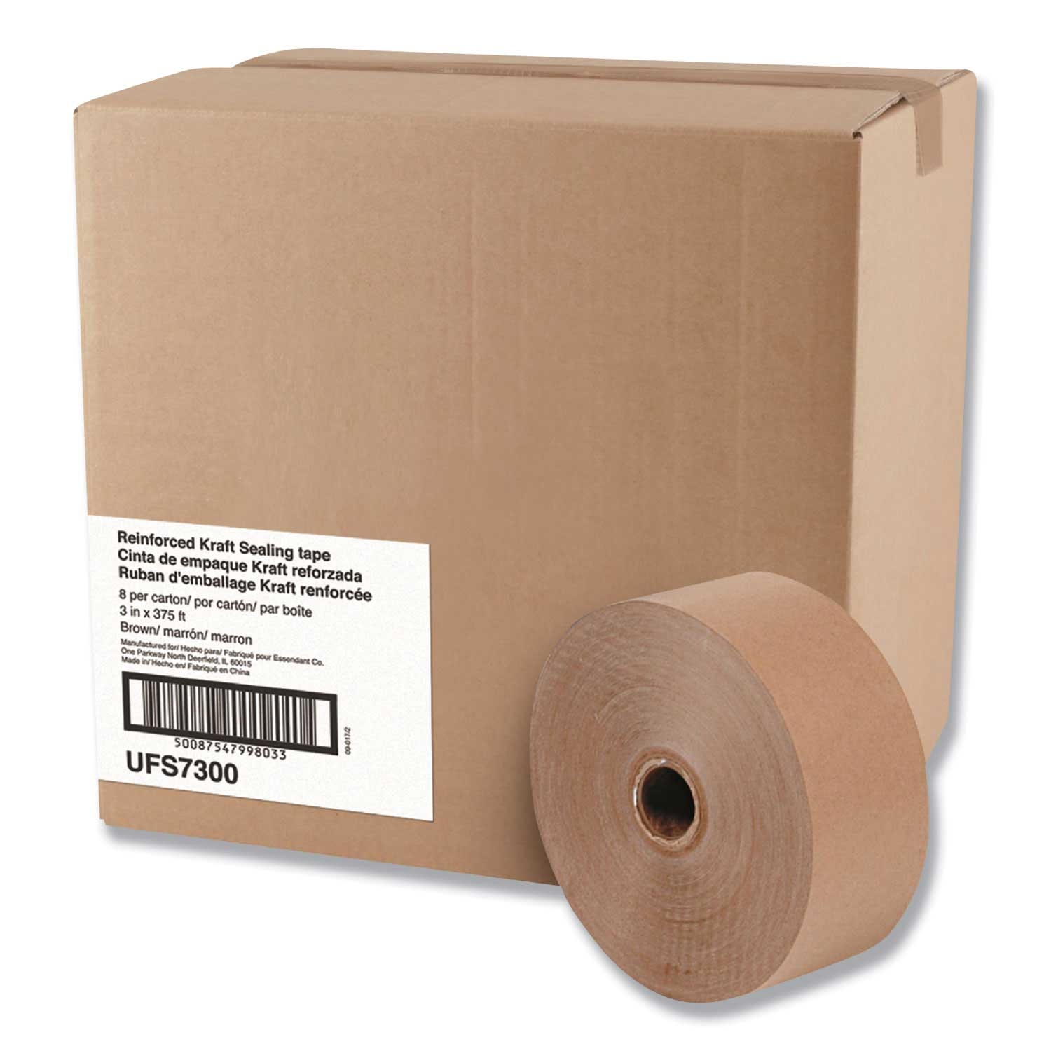 General Supply Brown Glass Fiber Reinforced Gummed Kraft Sealing Tape, 3 inch x 375 Feet -- 8 per case