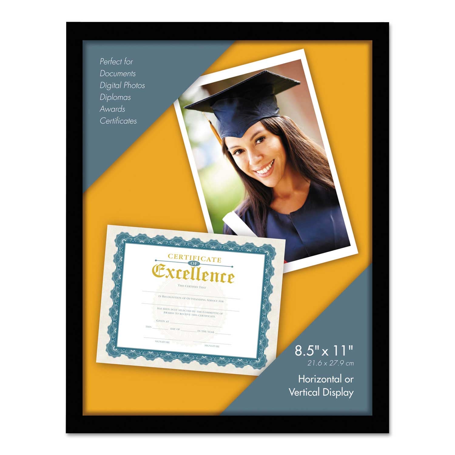 Universal Aluminum Metal Black Photo Frame, 8.5 x 11 inch