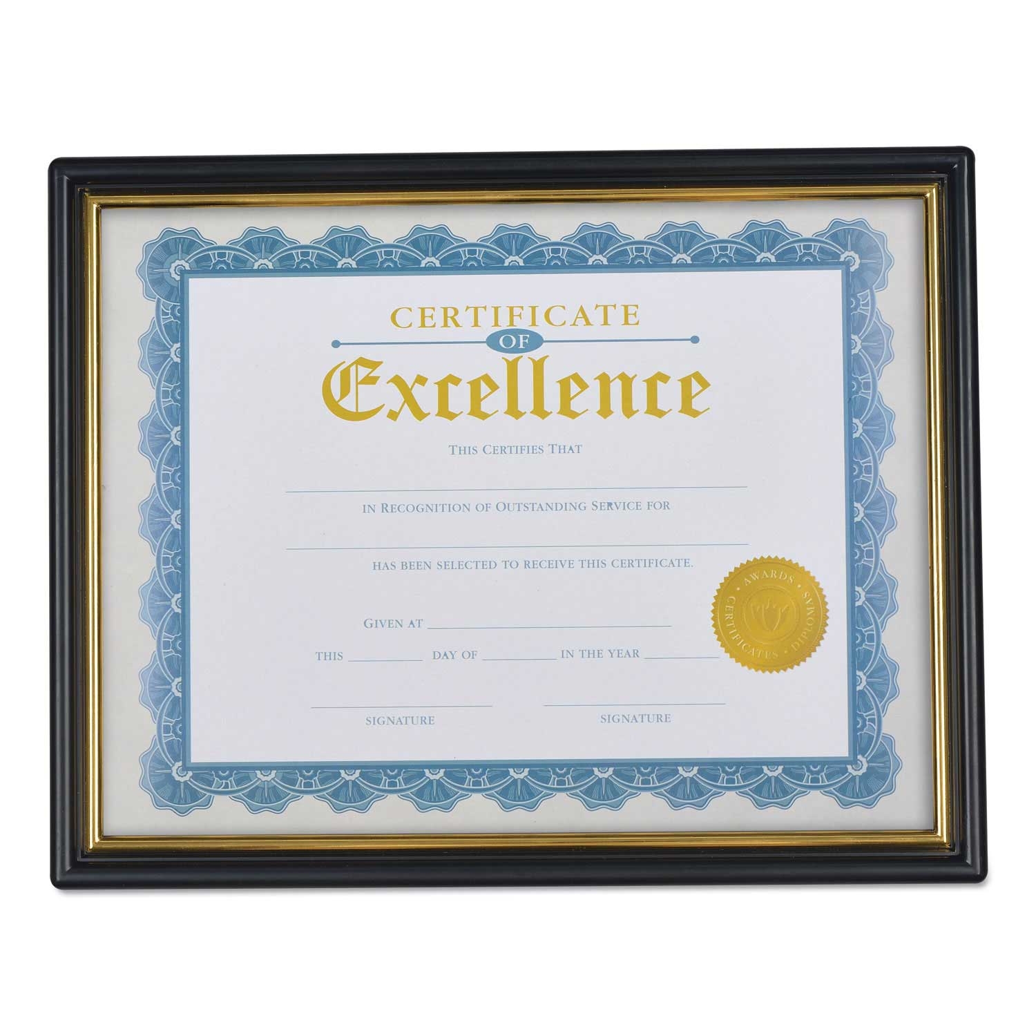 Universal Plastic Black/Gold Document Frame, 12 x 9 1/2 inch - 3 count per pack -- 1 pack per case
