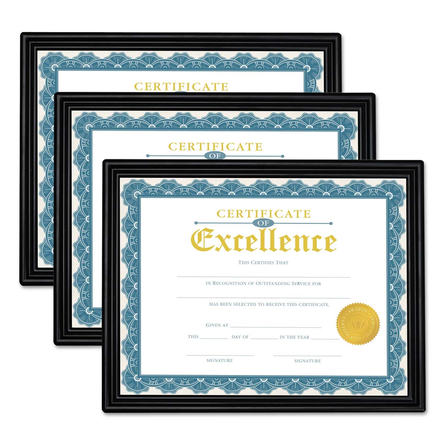 Universal Plastic Black All Purpose Document Frame, 9 1/2 x 12 inch - 3 count per pack -- 1 pack per case