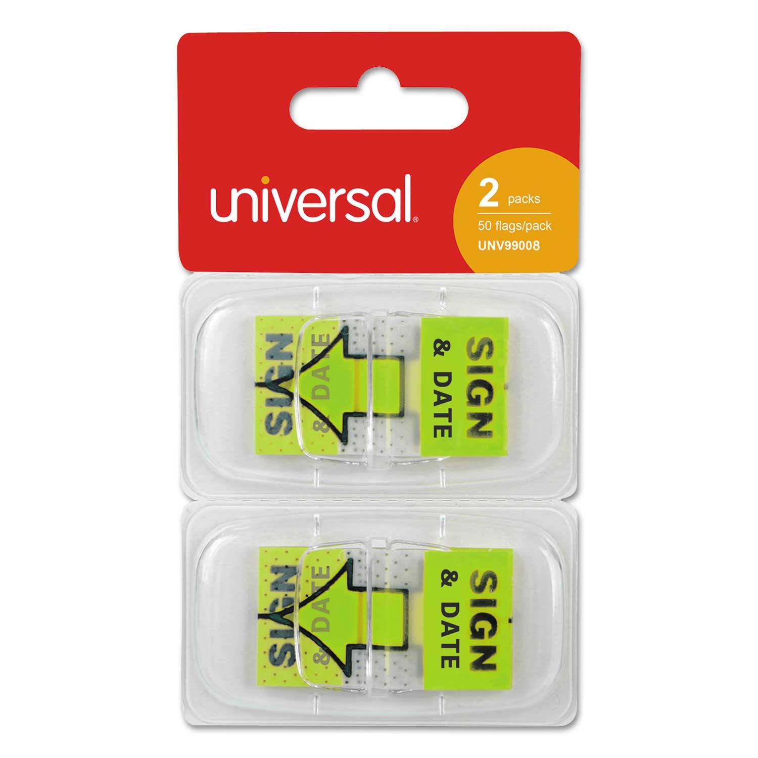 Universal Green Sign and Date Deluxe Message Arrow Flag, 1 x 1.75 inch - 100 count per pack -- 1 pack per case