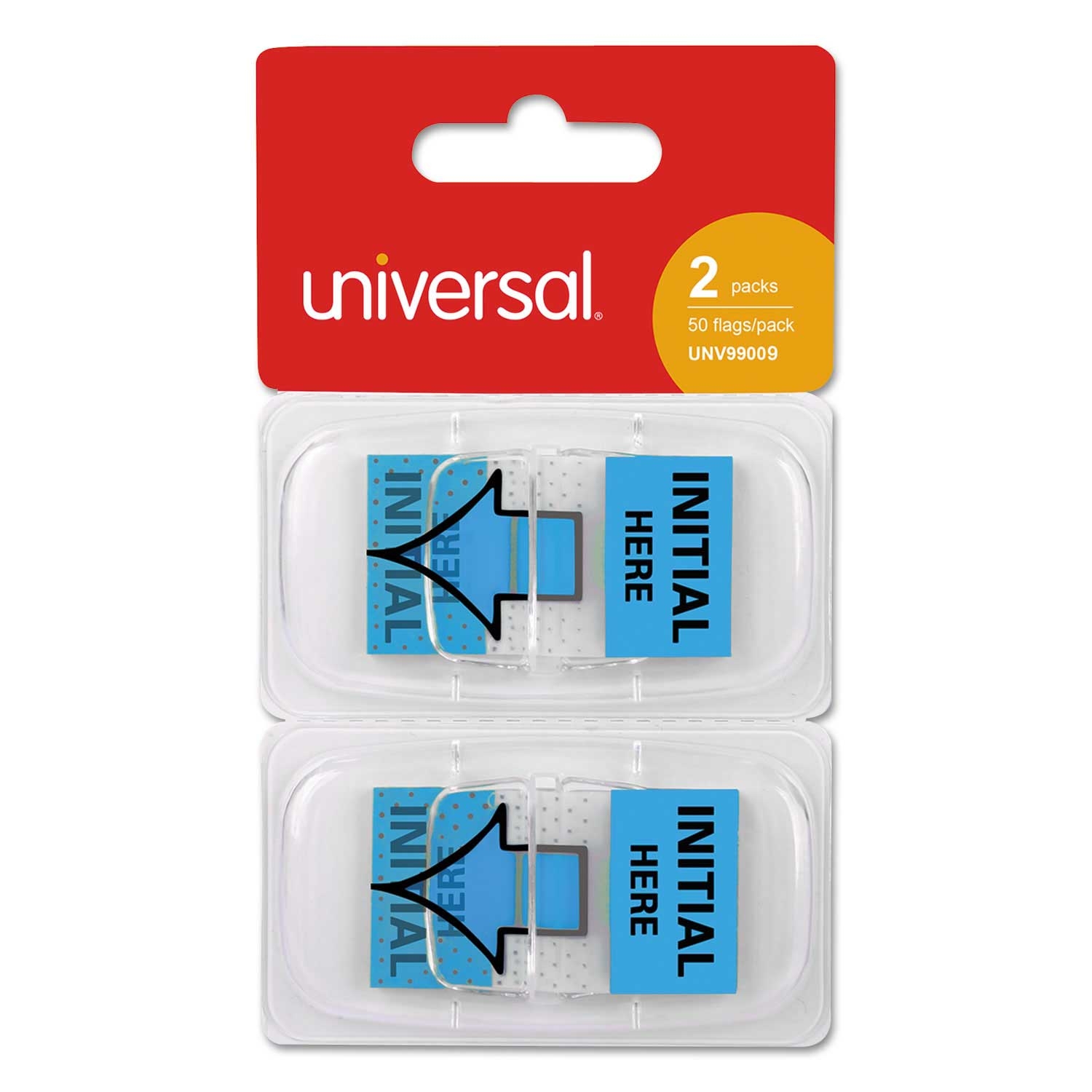 Universal Blue Intital Here Deluxe Message Arrow Flag, 1 x 1.75 inch - 100 count per pack -- 1 pack per case