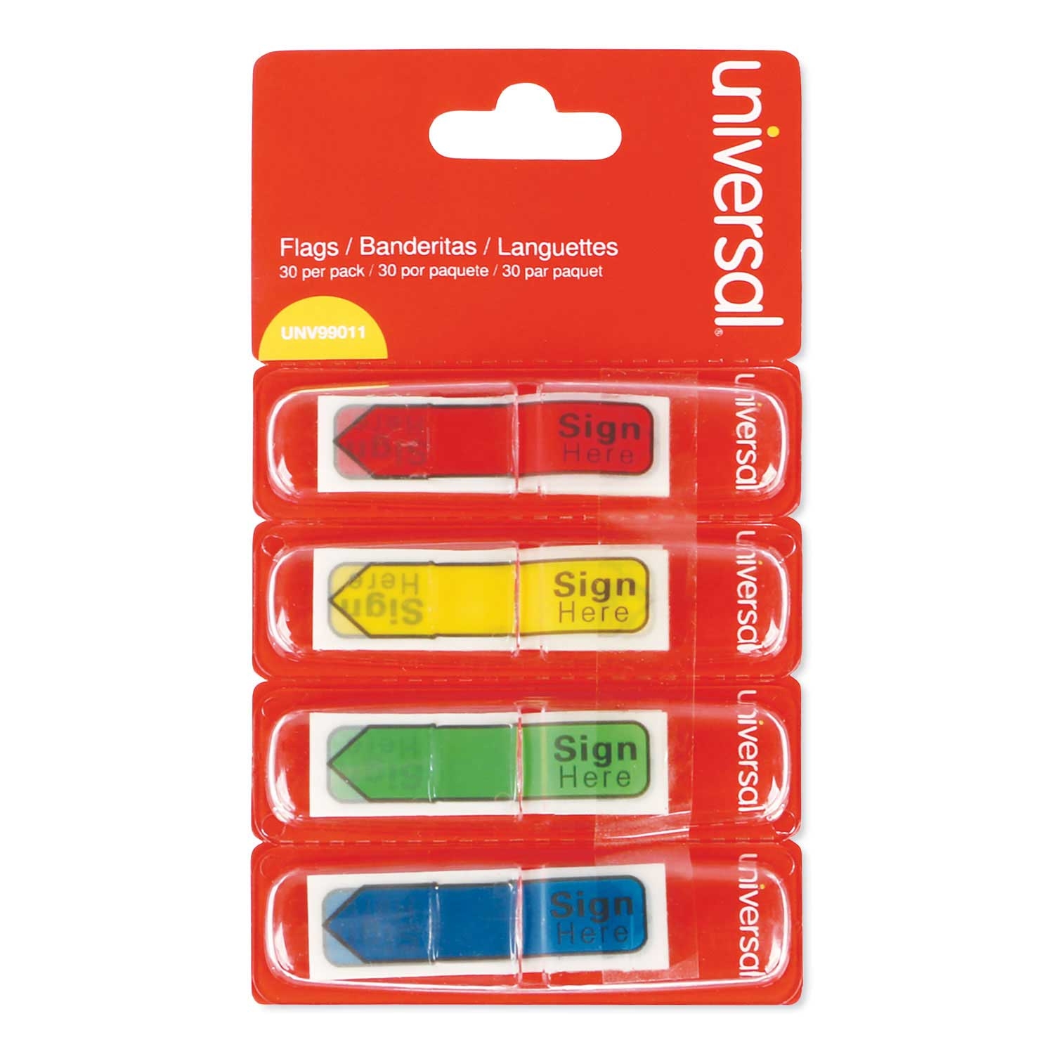 Universal Assorted Color Sign Here Deluxe Message Arrow Flag, 0.5 x 1.75 inch - 120 count per pack -- 1 pack per case