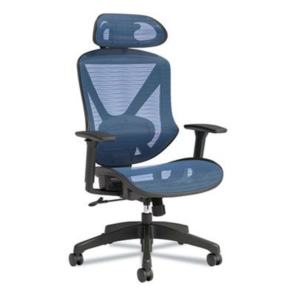 Union and Scale FlexFit Black Base Blue Seat Back Dexley Mesh Task Chair, Supports Up to 275 Pound