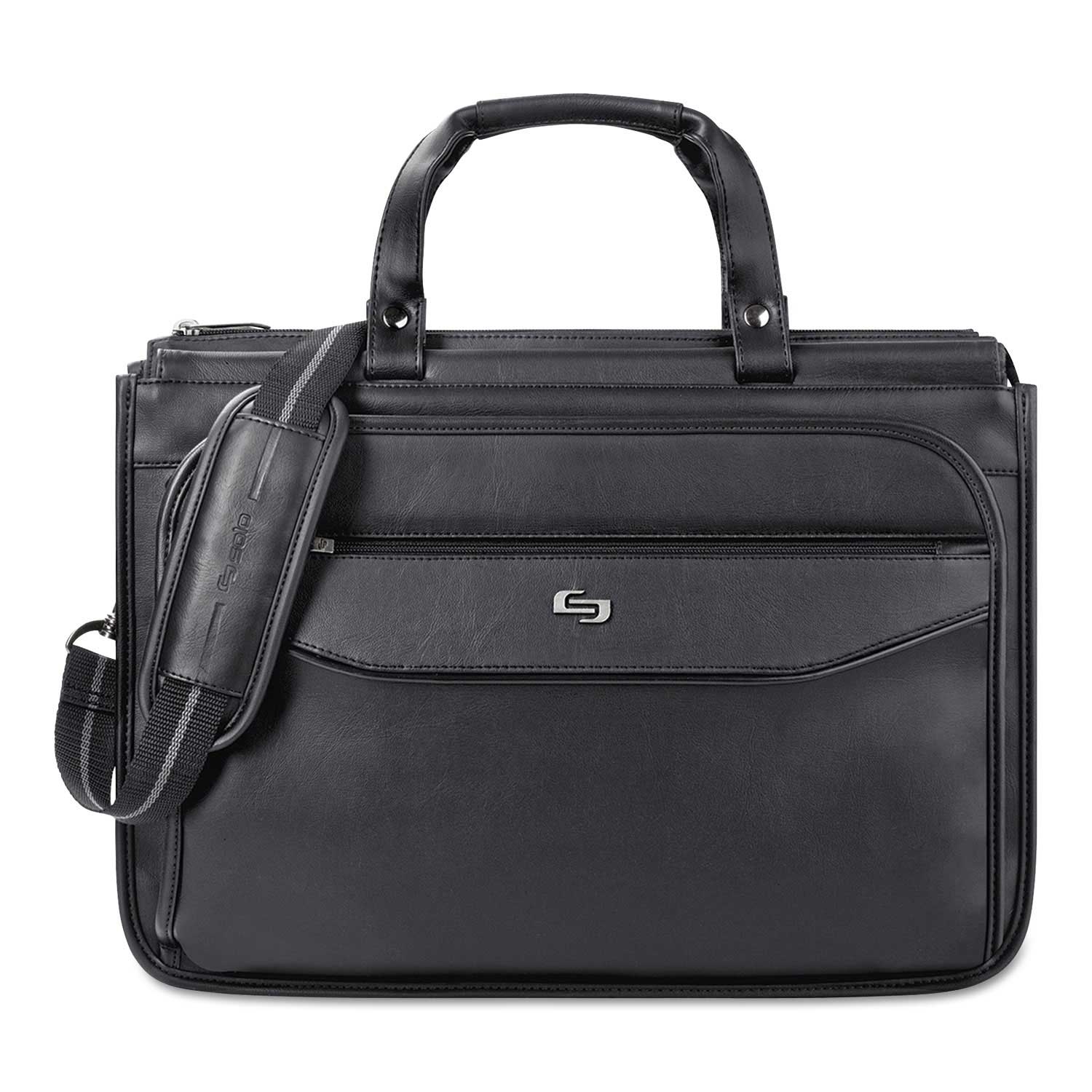 Solo Black Vinyl Harrison Briefcase, 16.75 x 7.75 x 12 inch