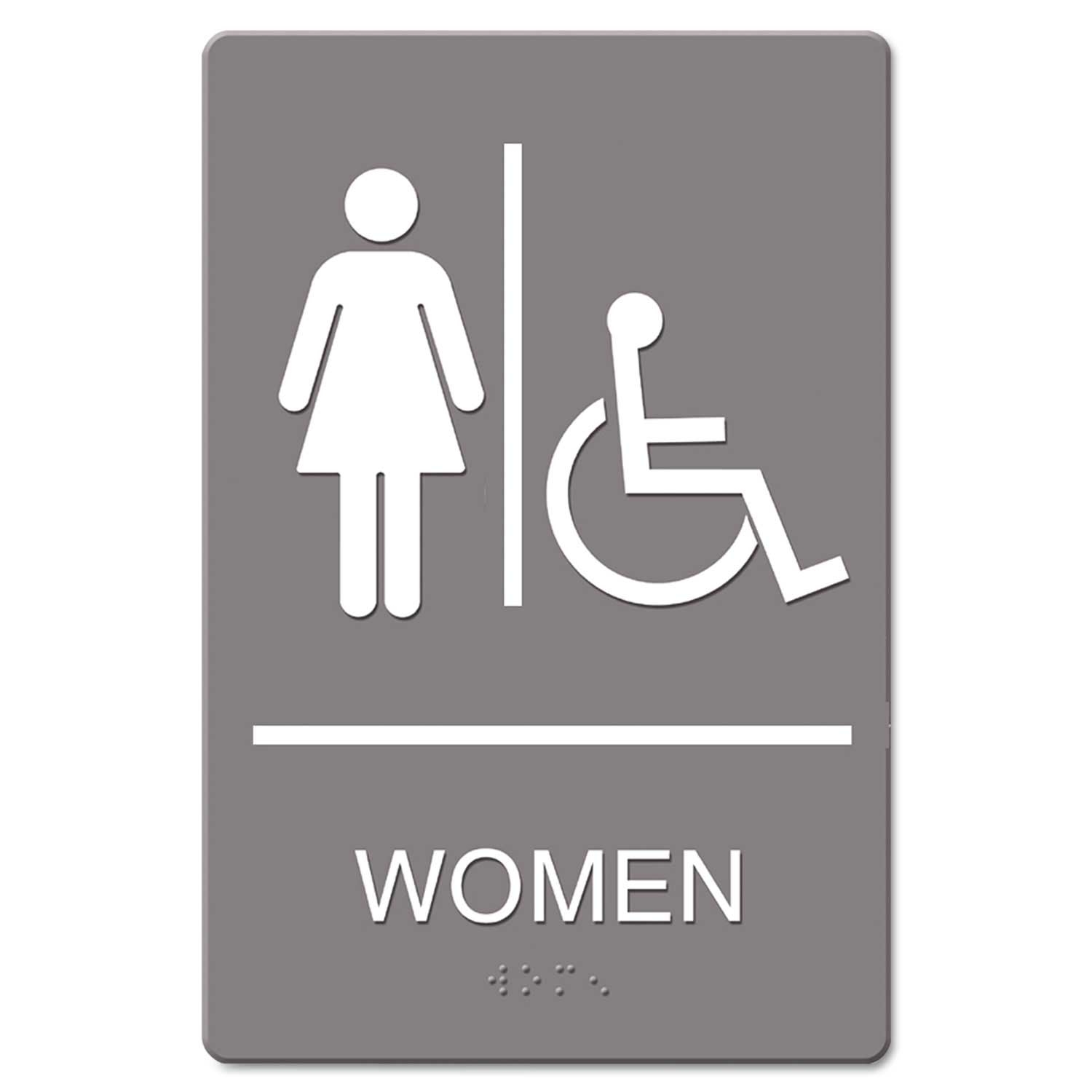 Headline Molded Plastic Women Restroom Wheelchair Accessible Symbol Ada Sign, 6 x 9 inch