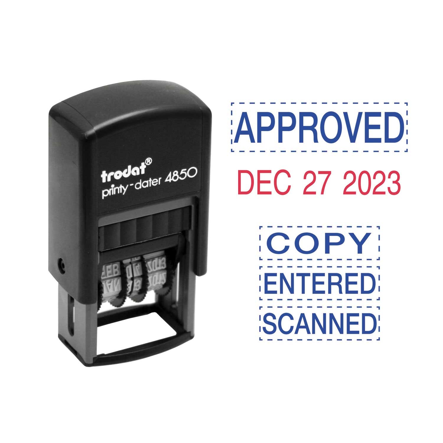 Trodat Blue/Red Economy 5-in-1 Micro Date Stamp, 0.75 x 1 inch